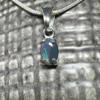 Opal pendant with silver chain from Great Barrier Radiance handcrafted Lightning Ridge opal collection