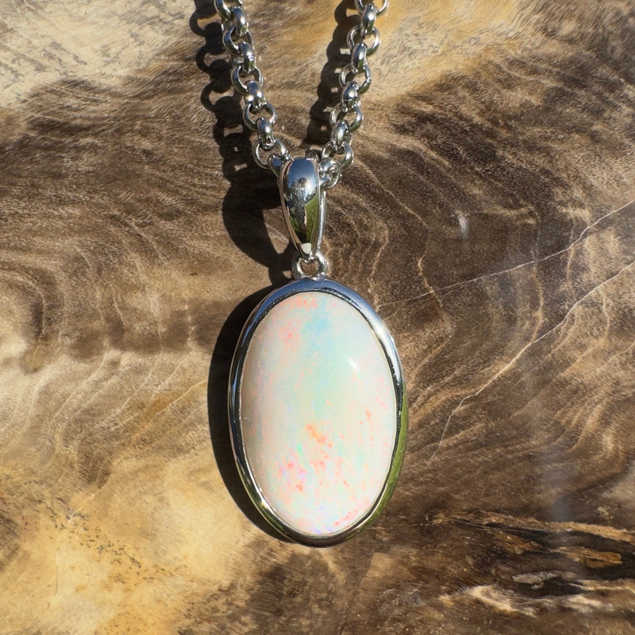 Great Ocean Road Sunrise ~ 4.2ct Coober Pedy Opal 925 Silver Pendant