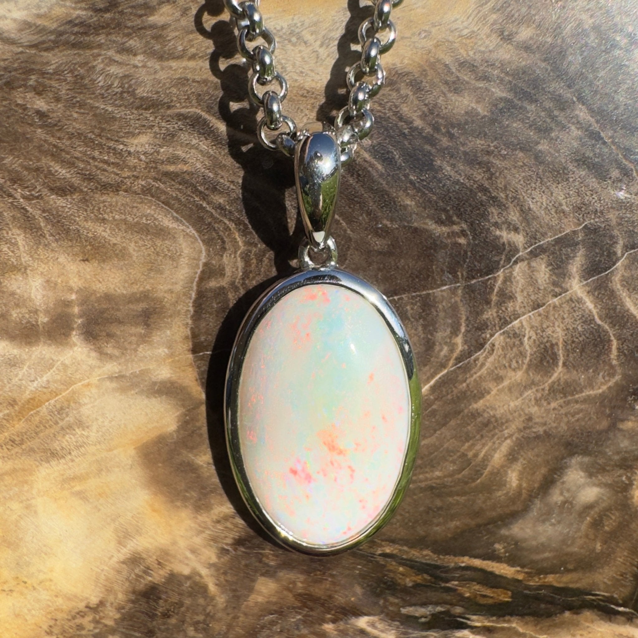 Great Ocean Road Sunrise ~ 4.2ct Coober Pedy Opal 925 Silver Pendant