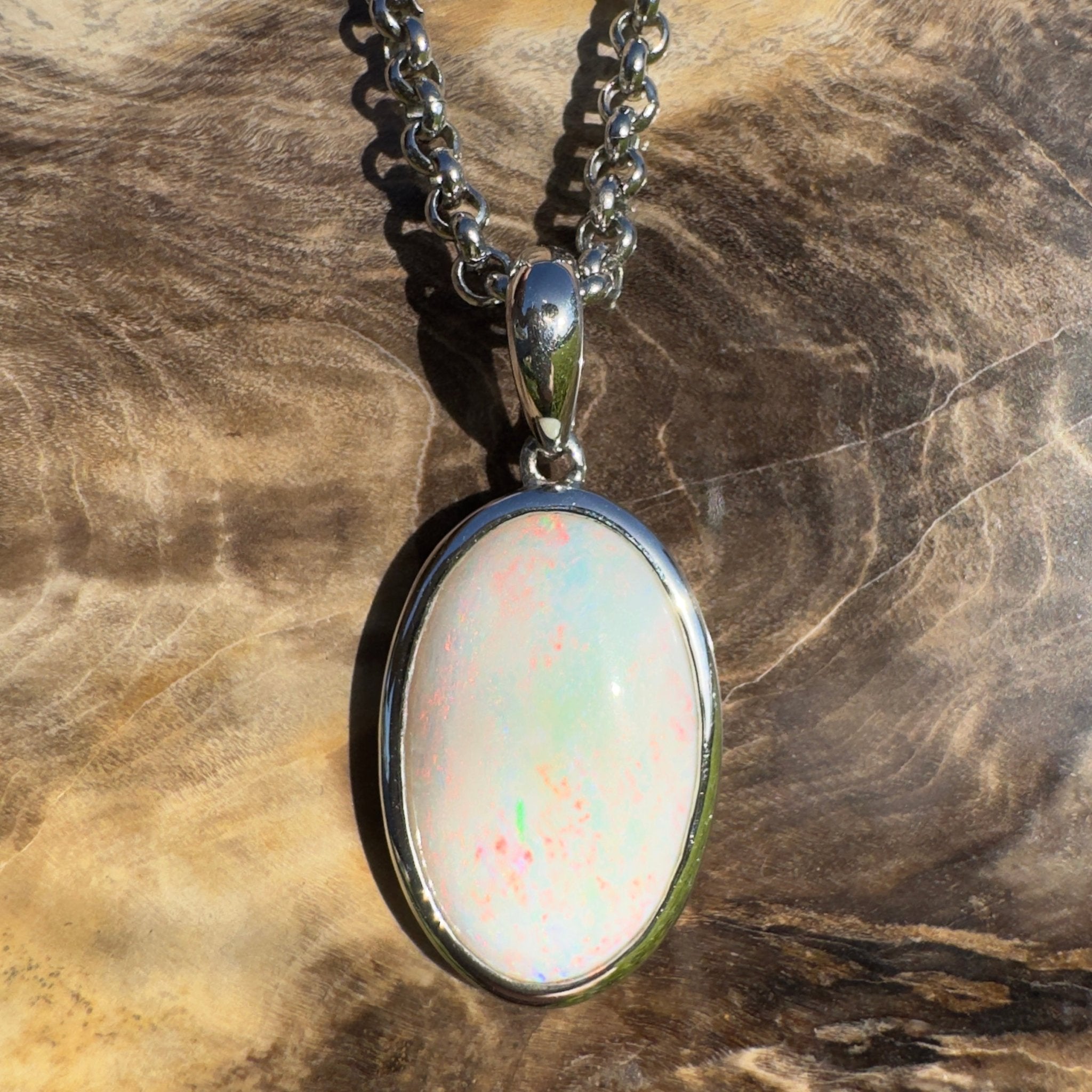 Great Ocean Road Sunrise ~ 4.2ct Coober Pedy Opal 925 Silver Pendant