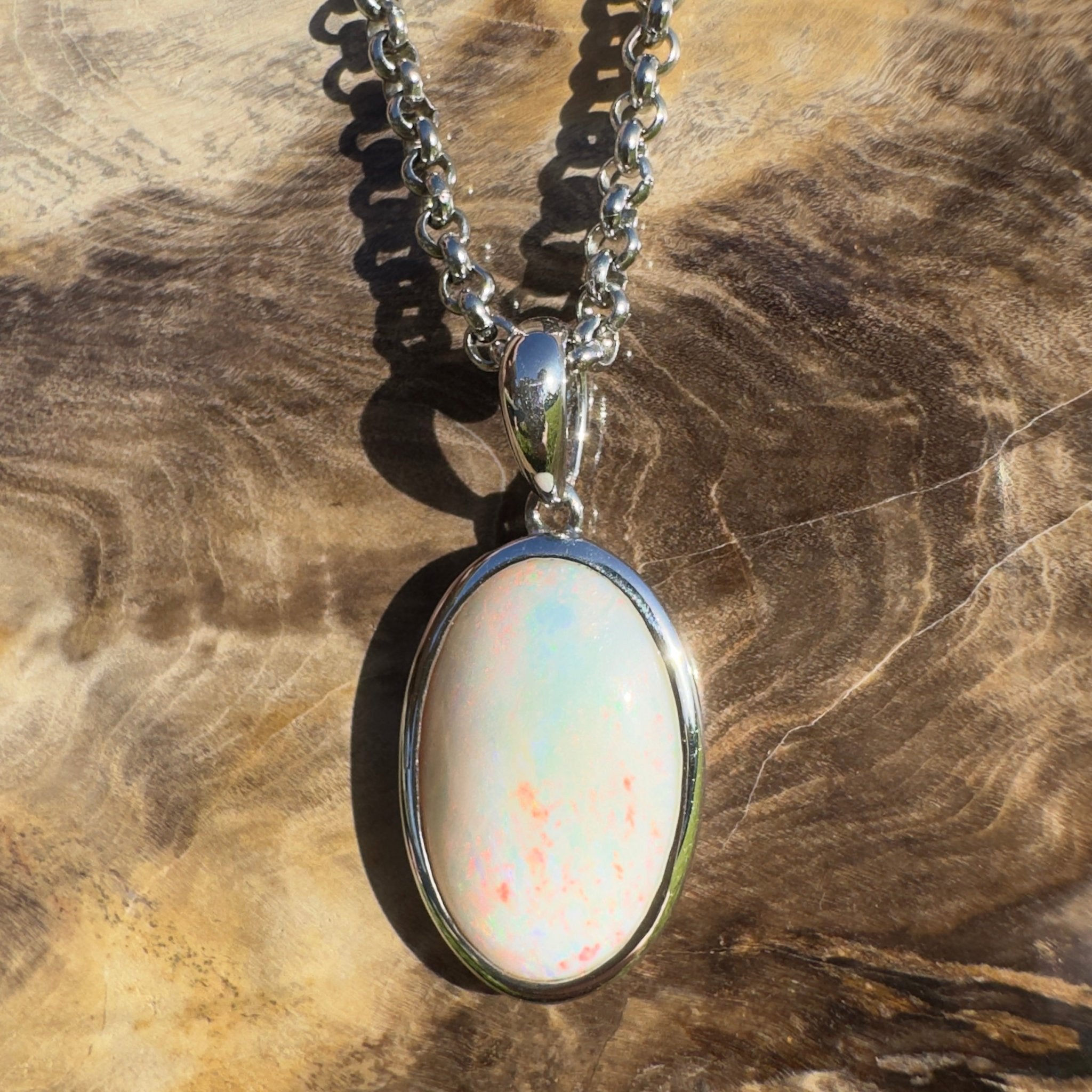 Great Ocean Road Sunrise ~ 4.2ct Coober Pedy Opal 925 Silver Pendant