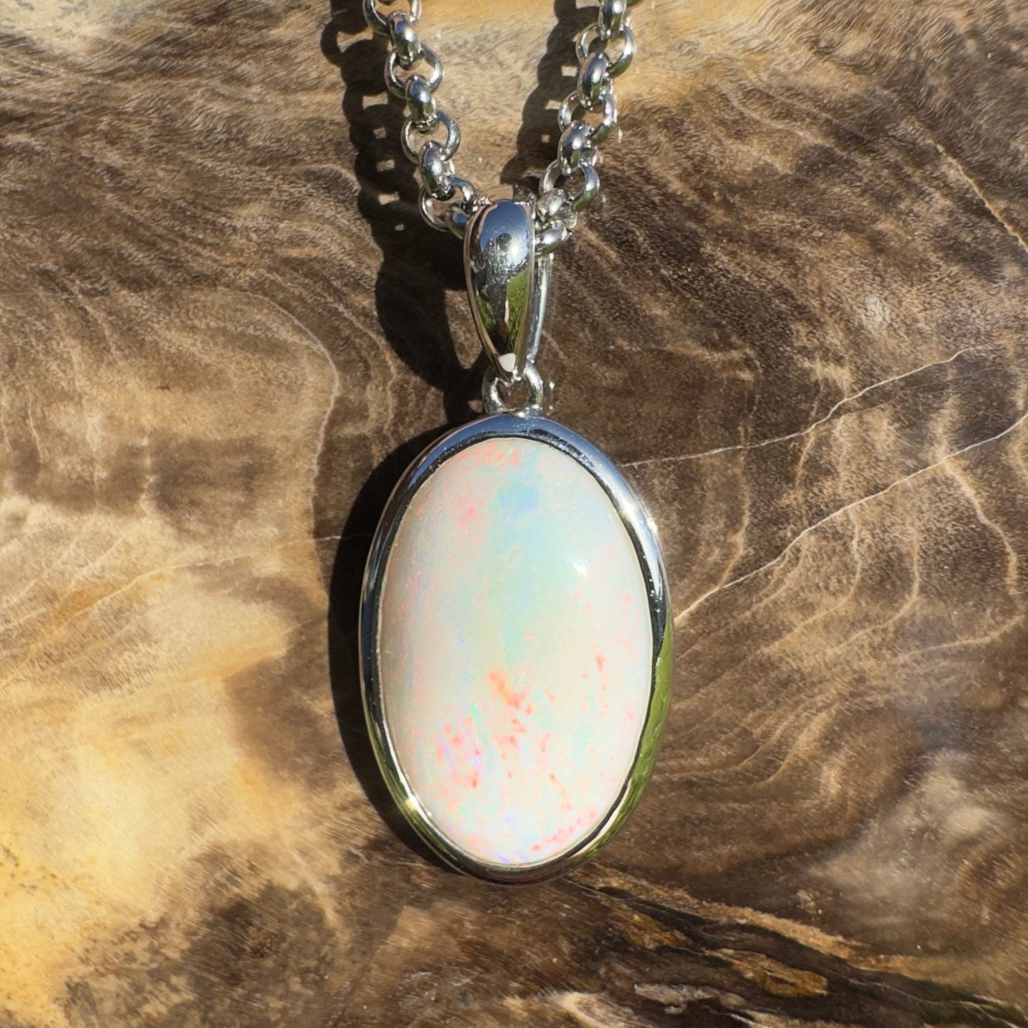 Great Ocean Road Sunrise ~ 4.2ct Coober Pedy Opal 925 Silver Pendant