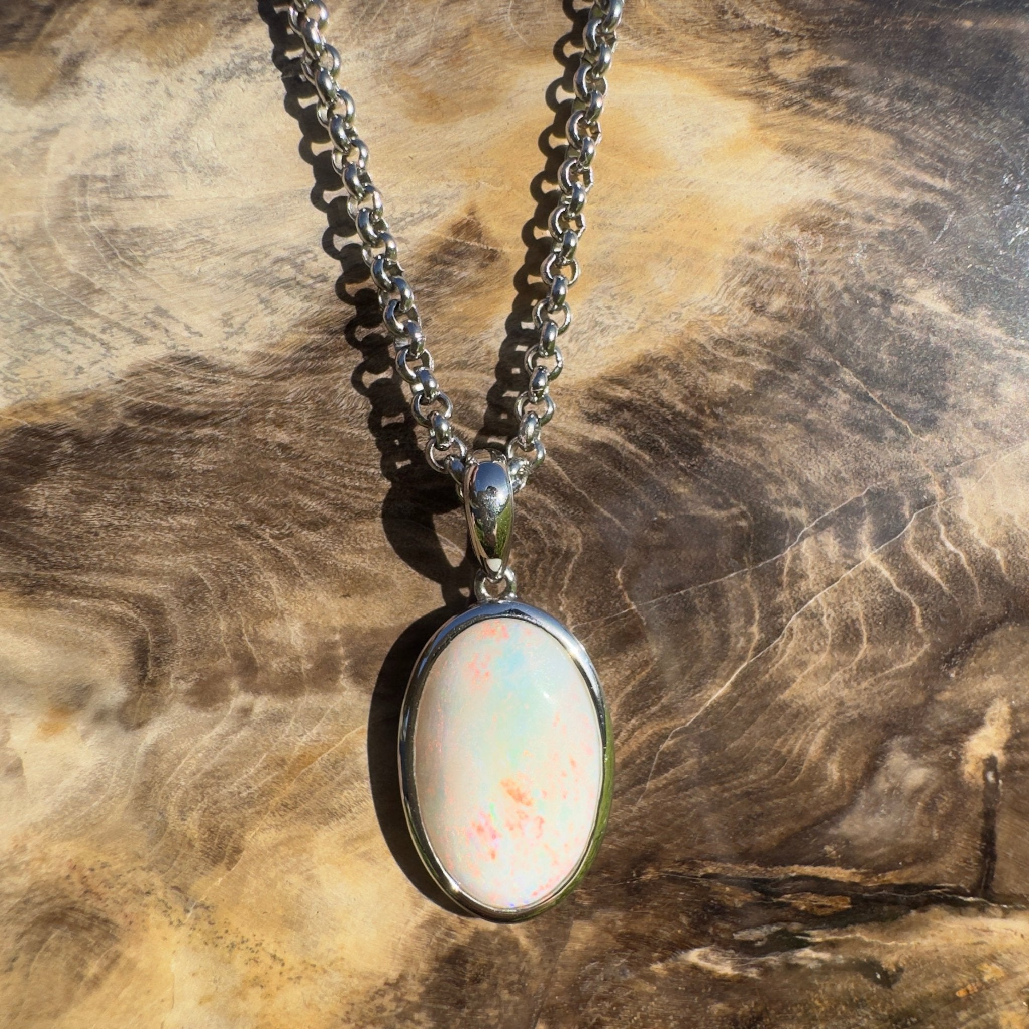Great Ocean Road Sunrise ~ 4.2ct Coober Pedy Opal 925 Silver Pendant