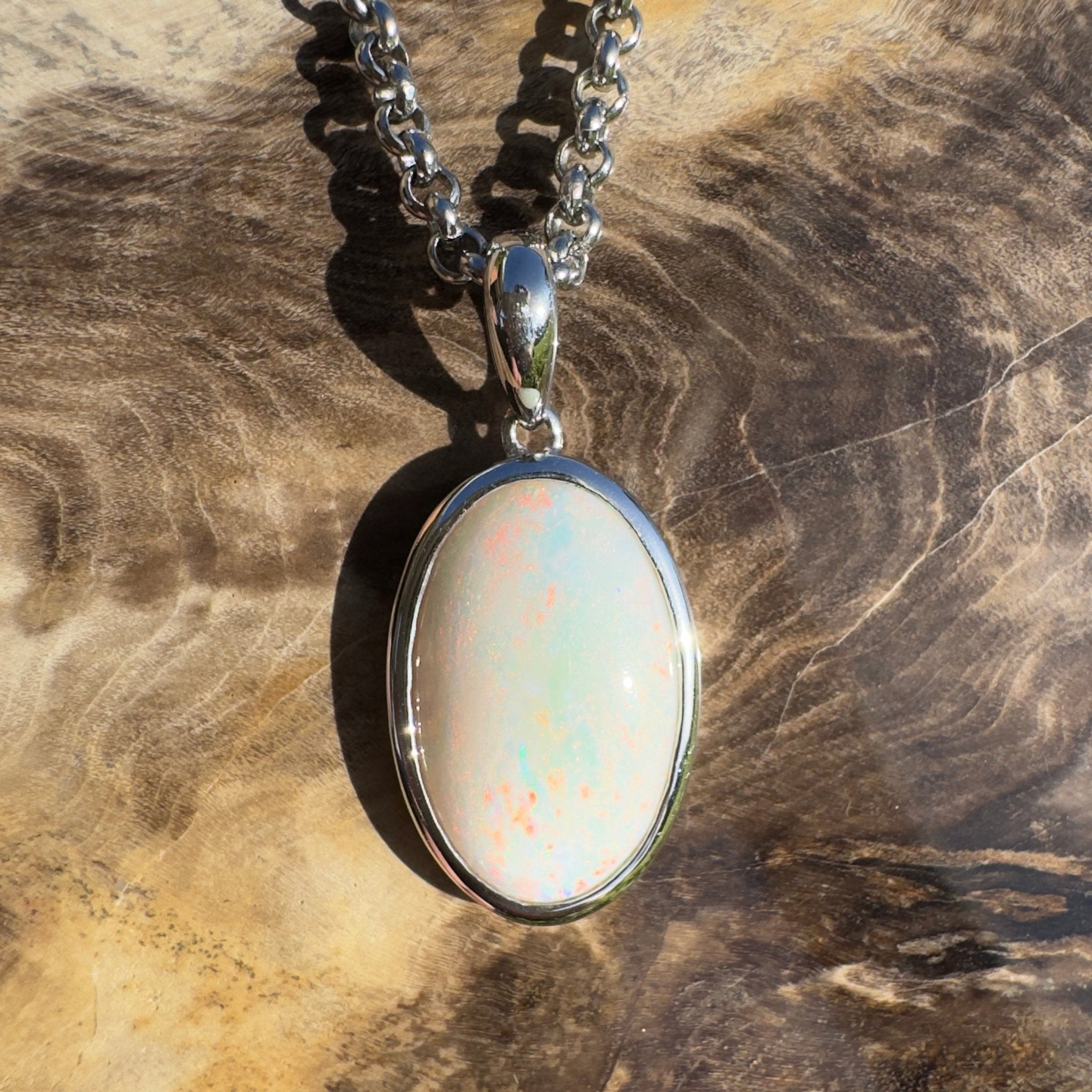 Great Ocean Road Sunrise ~ 4.2ct Coober Pedy Opal 925 Silver Pendant