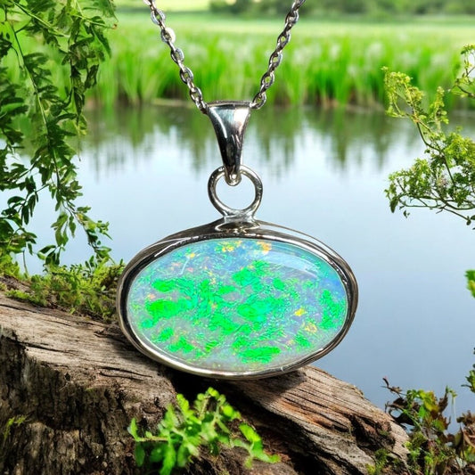 Green Ridge Fire ~ 3.6ct Solid Lightning Ridge Opal 9ct Australian Gold Pendant