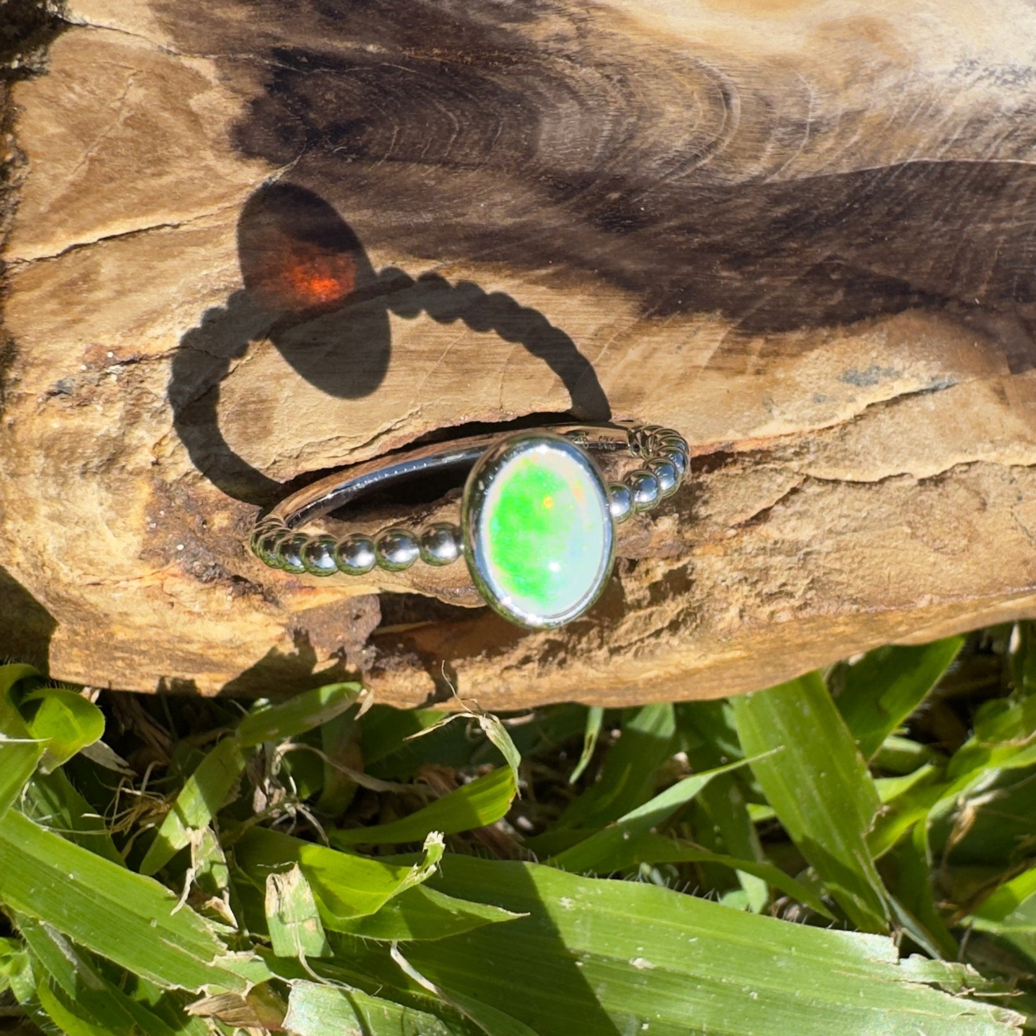 Greenacres ~ 0.7ct Solid Coober Pedy Opal 925 Silver Ring