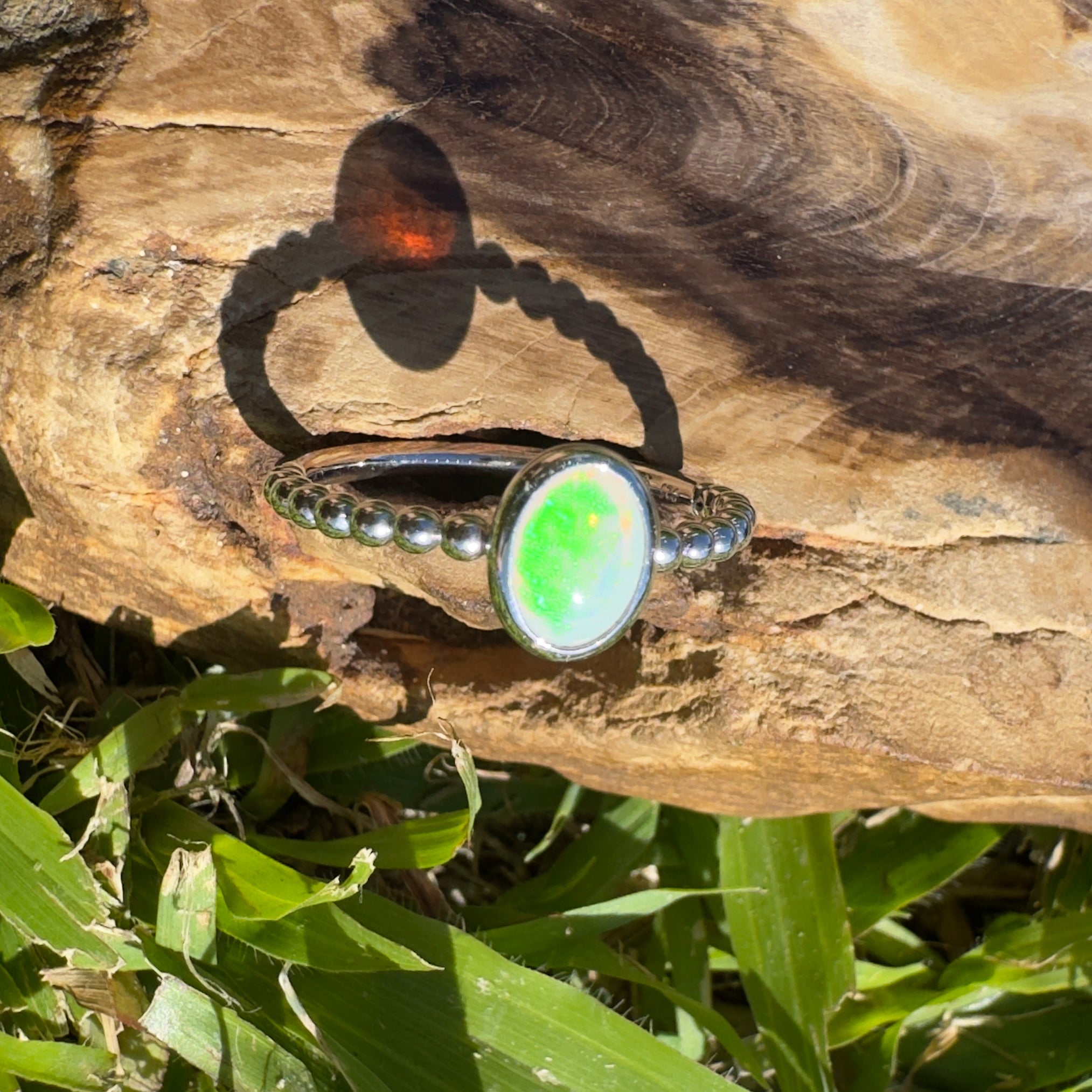Greenacres ~ 0.7ct Solid Coober Pedy Opal 925 Silver Ring