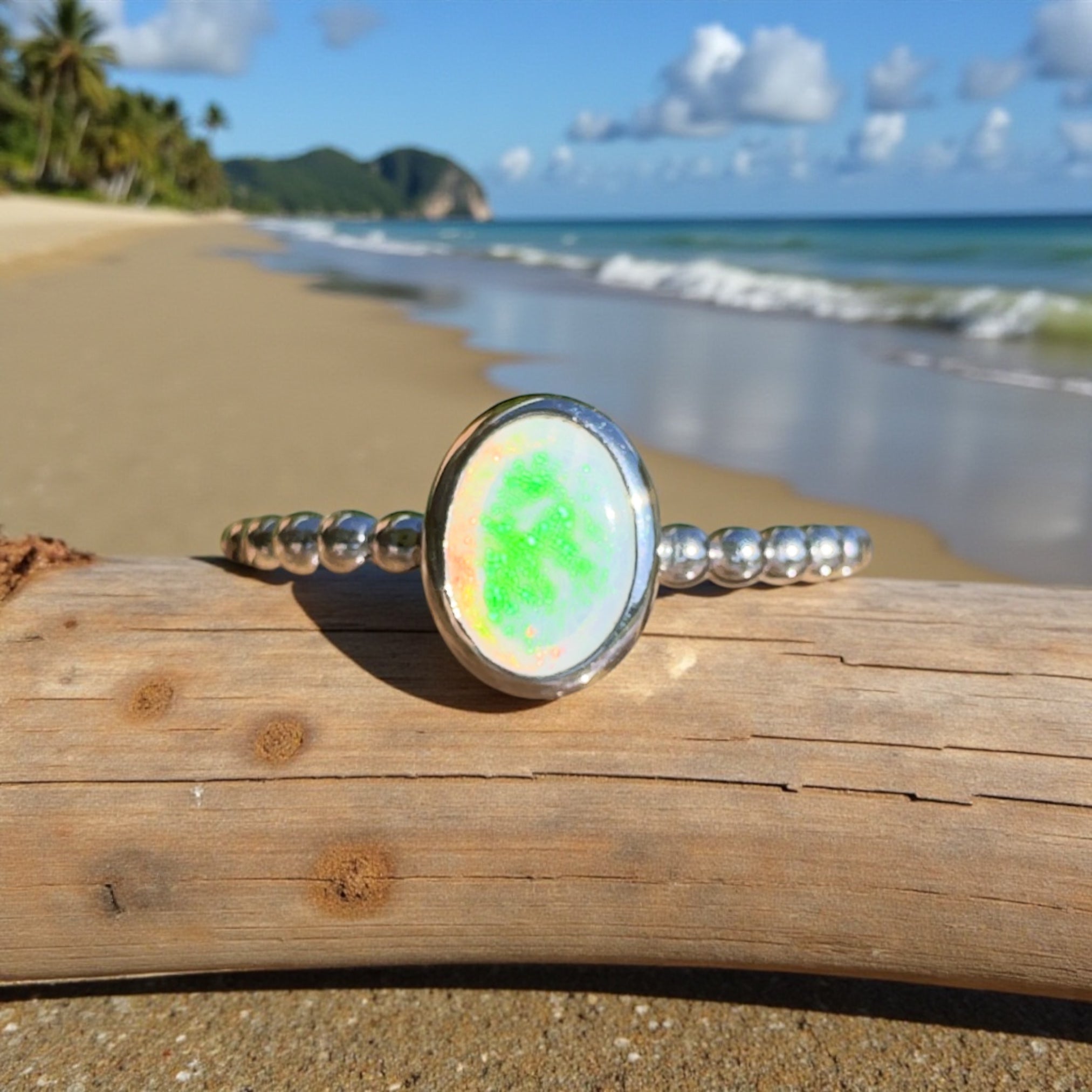 Greenacres ~ 0.7ct Solid Coober Pedy Opal 925 Silver Ring