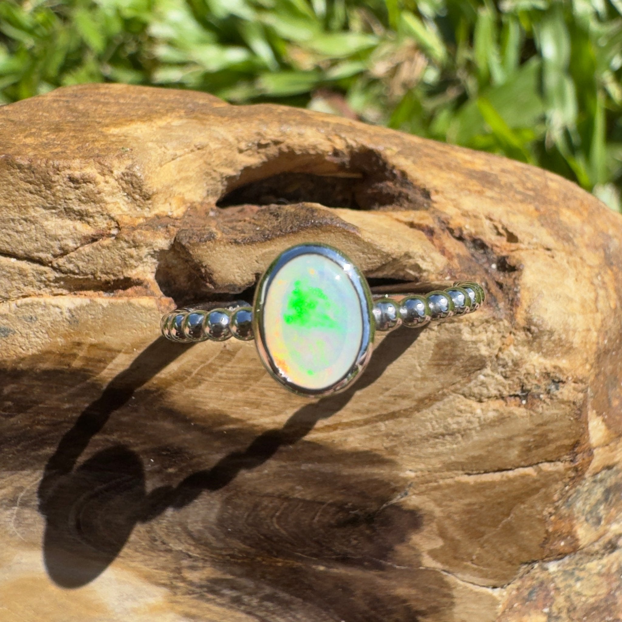 Greenacres ~ 0.7ct Solid Coober Pedy Opal 925 Silver Ring