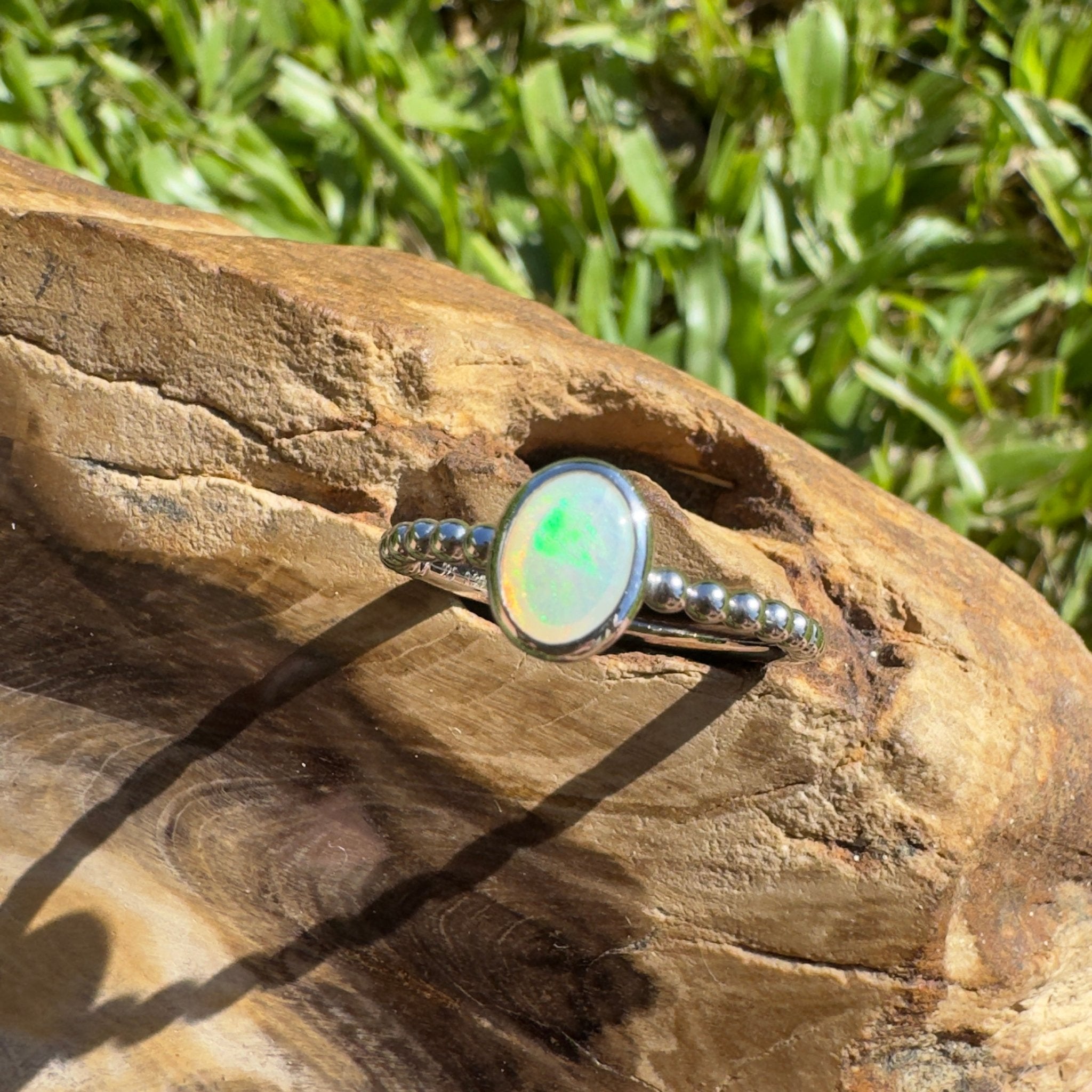 Greenacres ~ 0.7ct Solid Coober Pedy Opal 925 Silver Ring