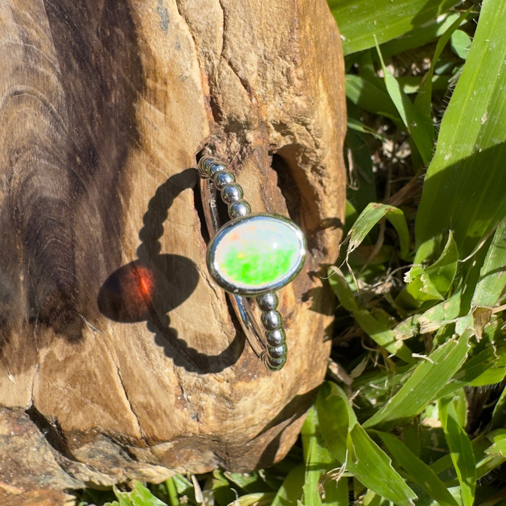Greenacres ~ 0.7ct Solid Coober Pedy Opal 925 Silver Ring