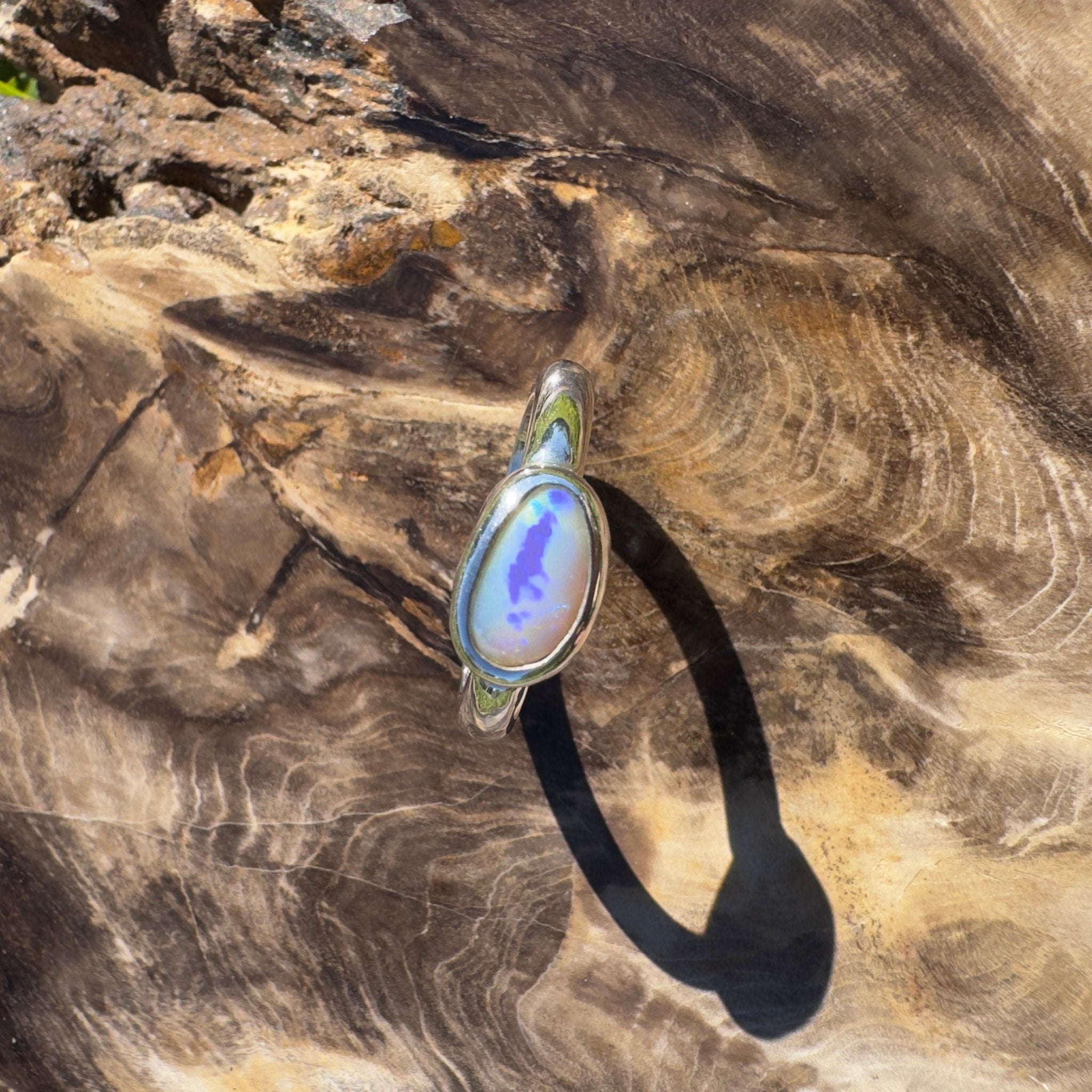 Gulf Savannah Glow ~ 0.8ct Solid Lightning Ridge Opal 925 Silver Ring