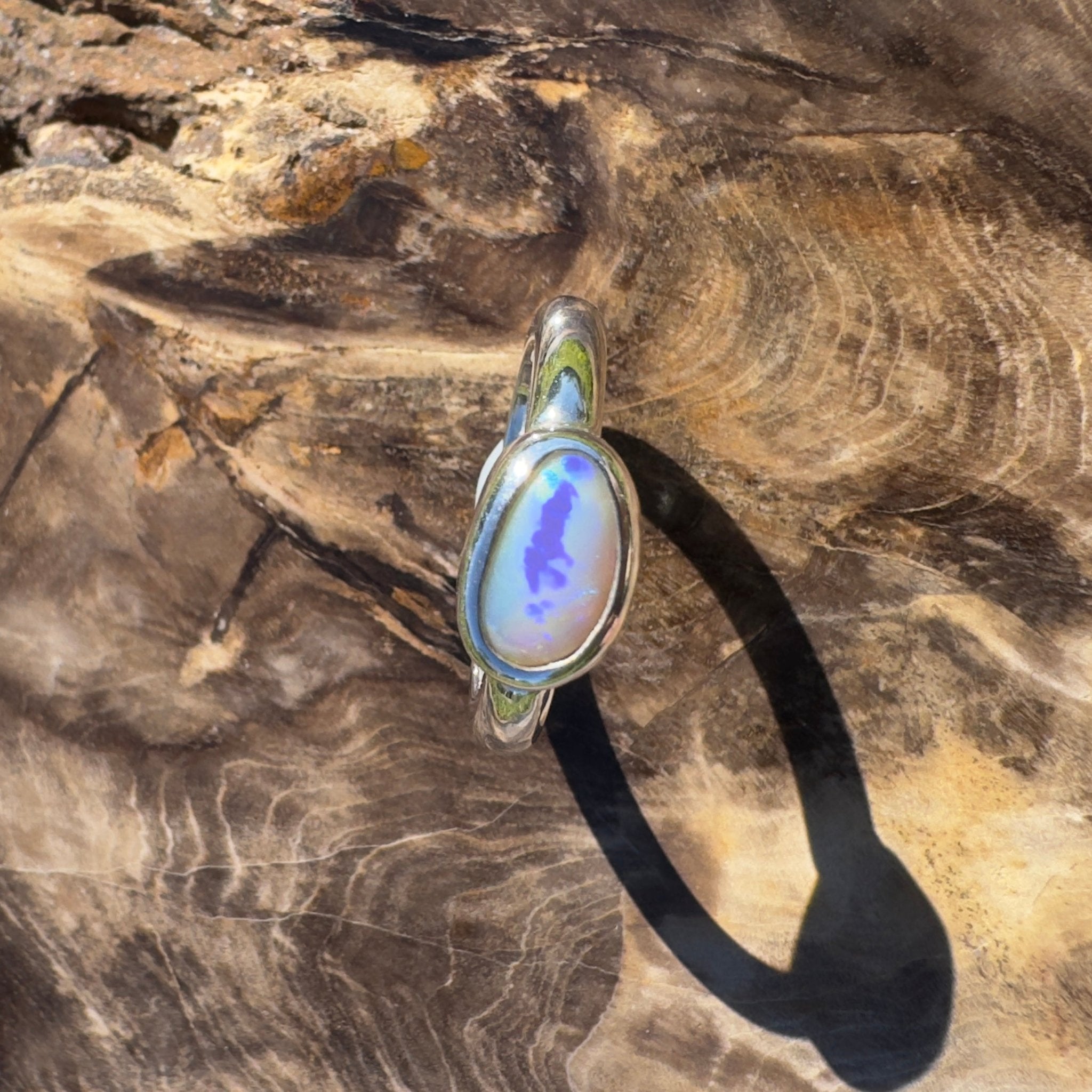 Gulf Savannah Glow ~ 0.8ct Solid Lightning Ridge Opal 925 Silver Ring