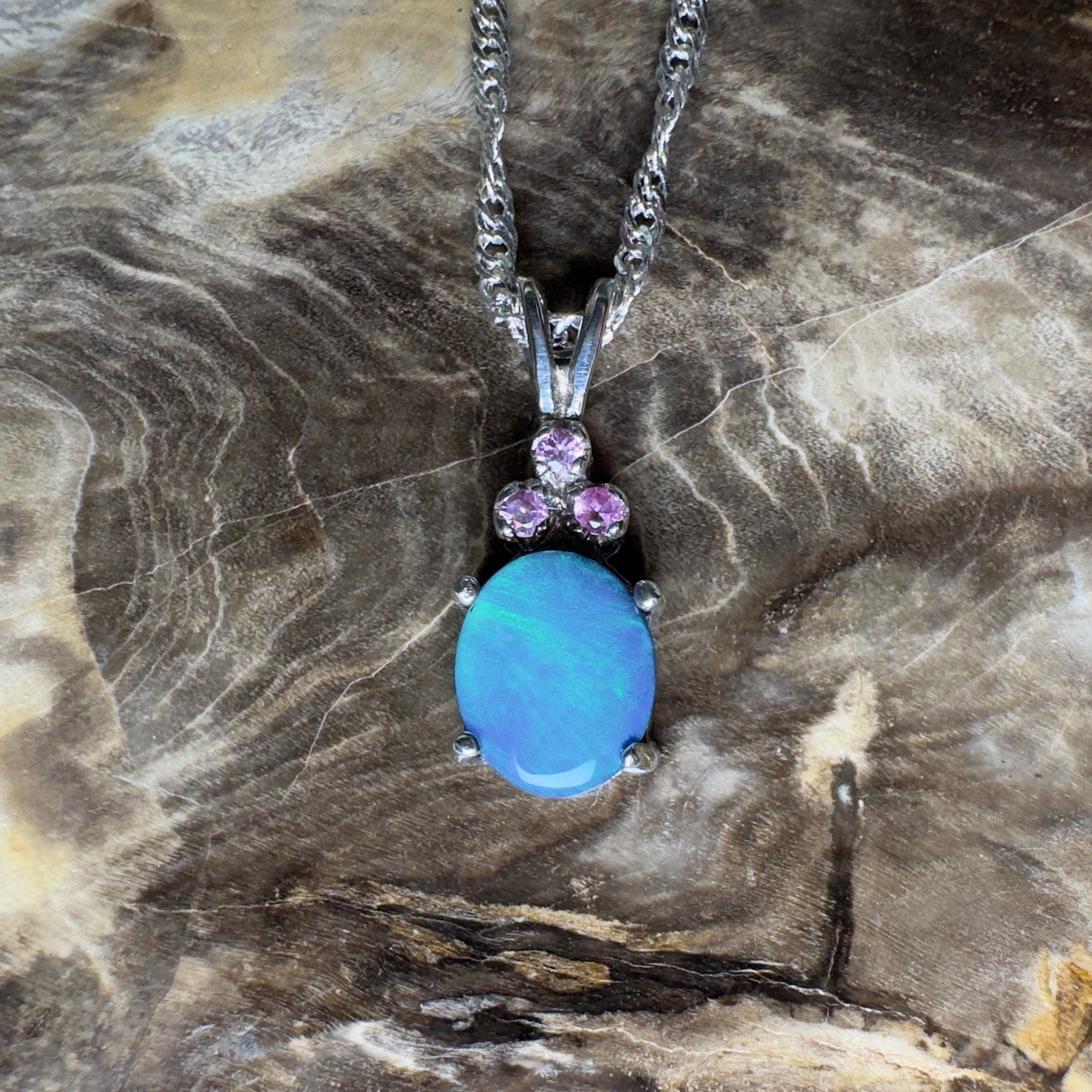 Hamelin Surge ~ 1.1ct Lightning Ridge Black Opal 925 Silver Pendant