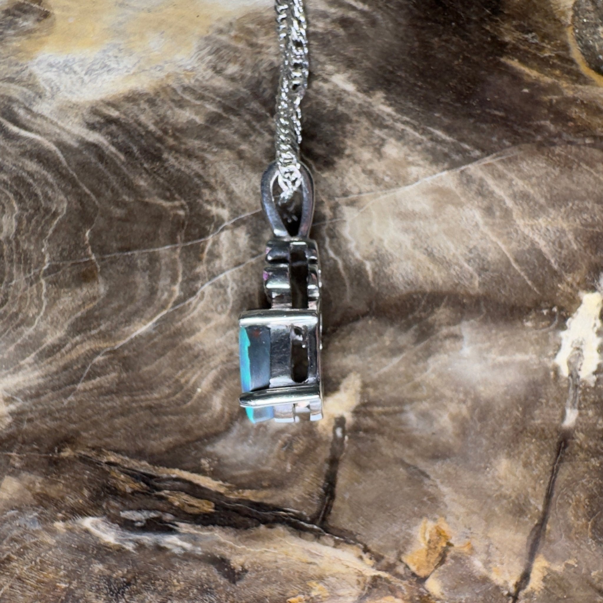 Hamelin Surge ~ 1.1ct Lightning Ridge Black Opal 925 Silver Pendant