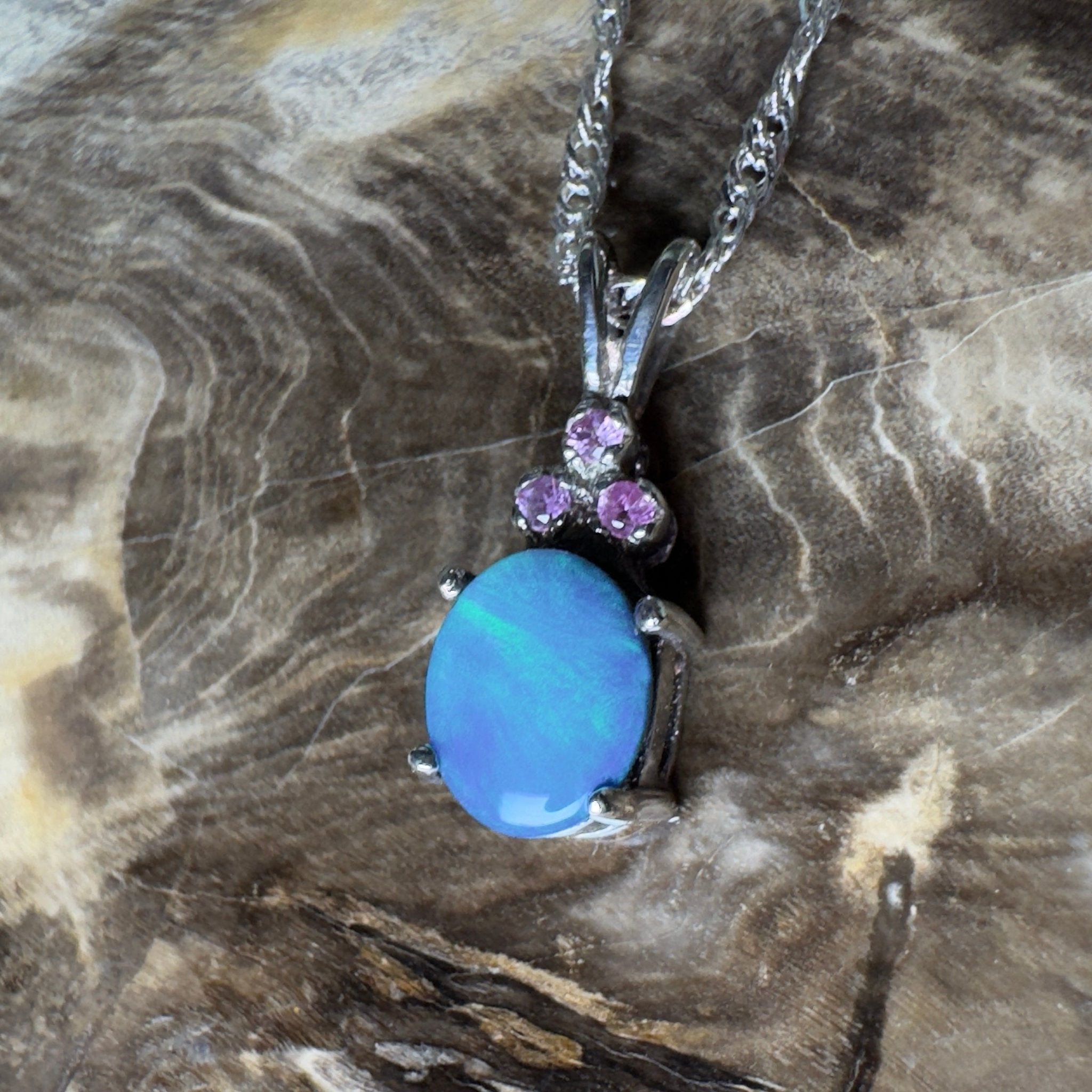 Hamelin Surge ~ 1.1ct Lightning Ridge Black Opal 925 Silver Pendant