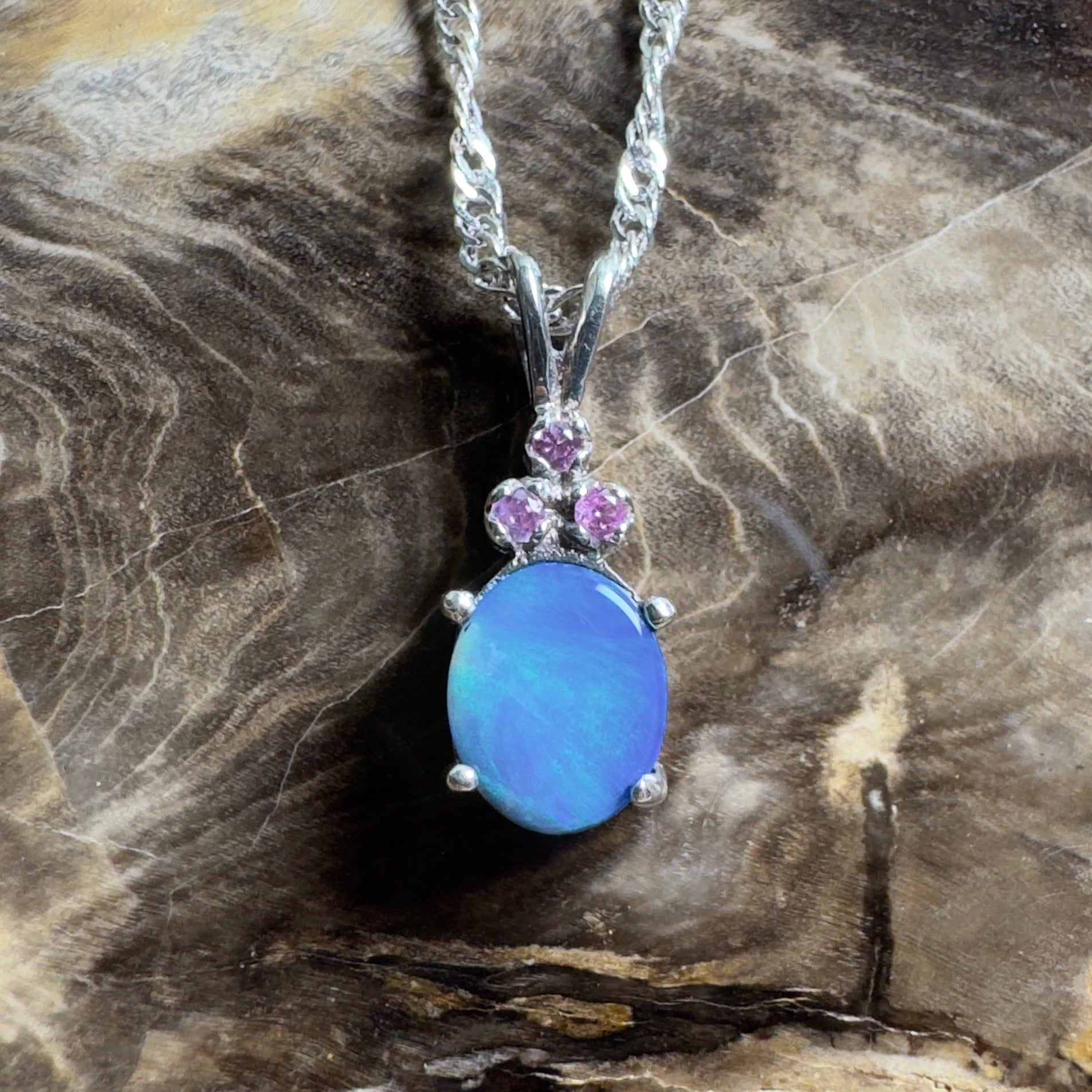 Hamelin Surge ~ 1.1ct Lightning Ridge Black Opal 925 Silver Pendant