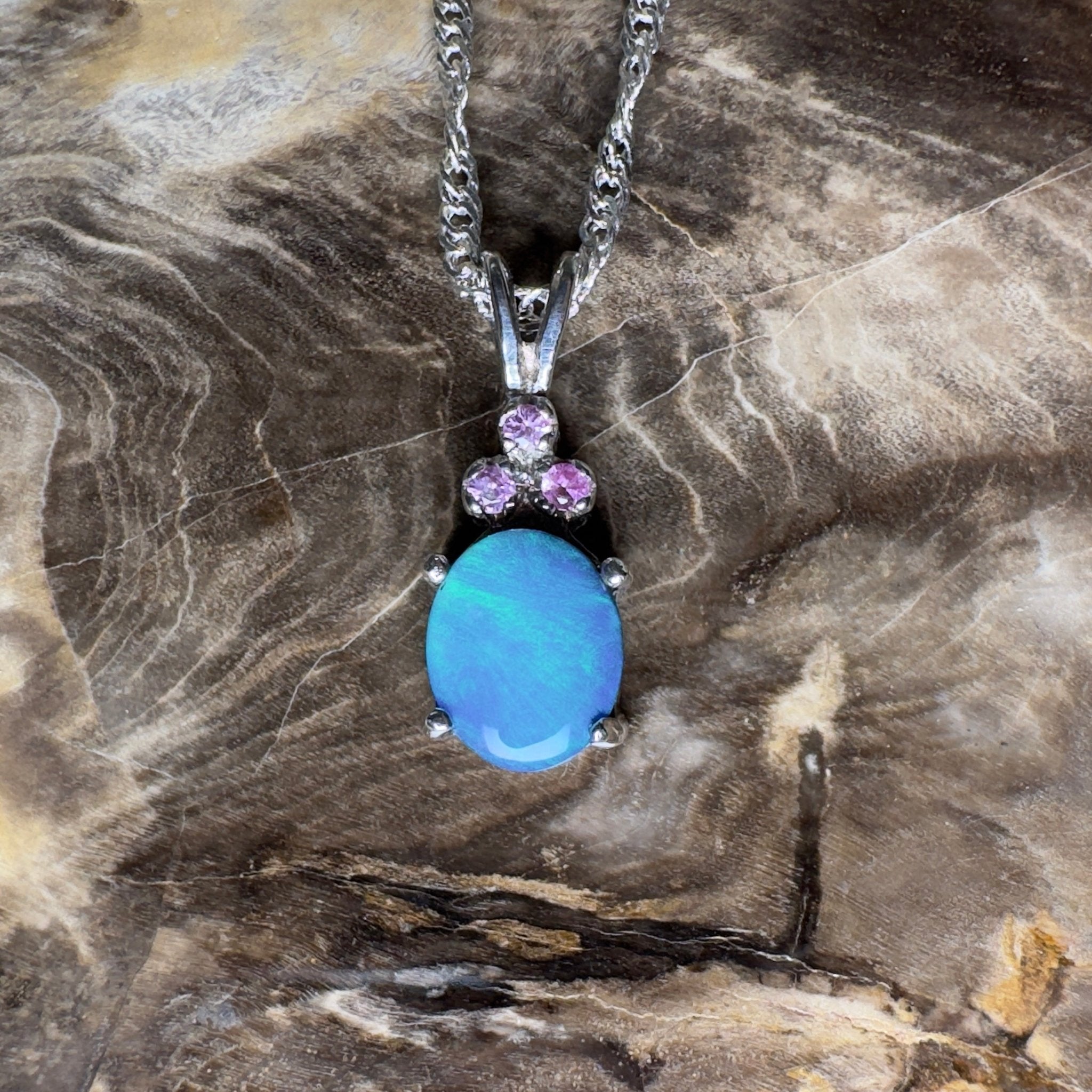 Hamelin Surge ~ 1.1ct Lightning Ridge Black Opal 925 Silver Pendant