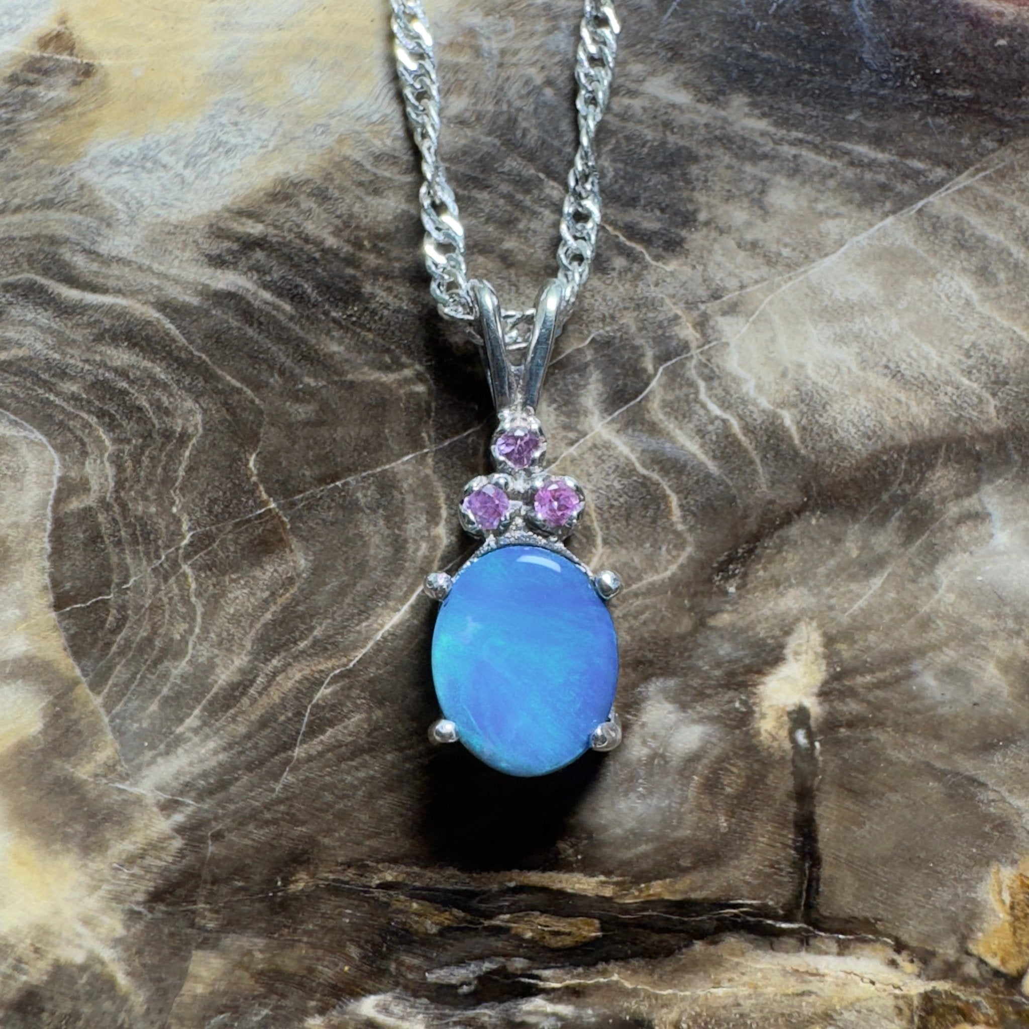 Hamelin Surge ~ 1.1ct Lightning Ridge Black Opal 925 Silver Pendant