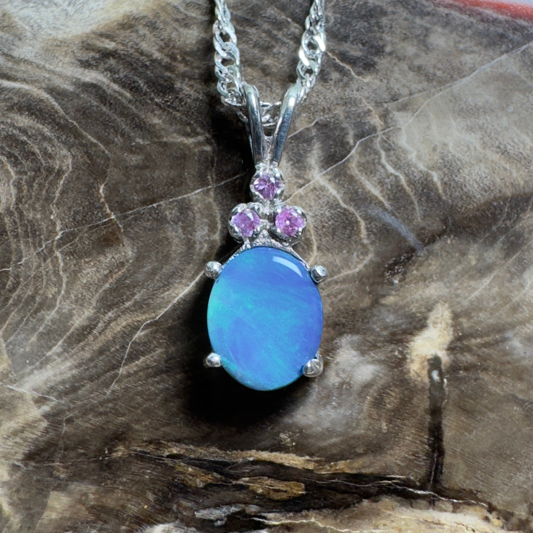 Hamelin Surge ~ 1.1ct Lightning Ridge Black Opal 925 Silver Pendant