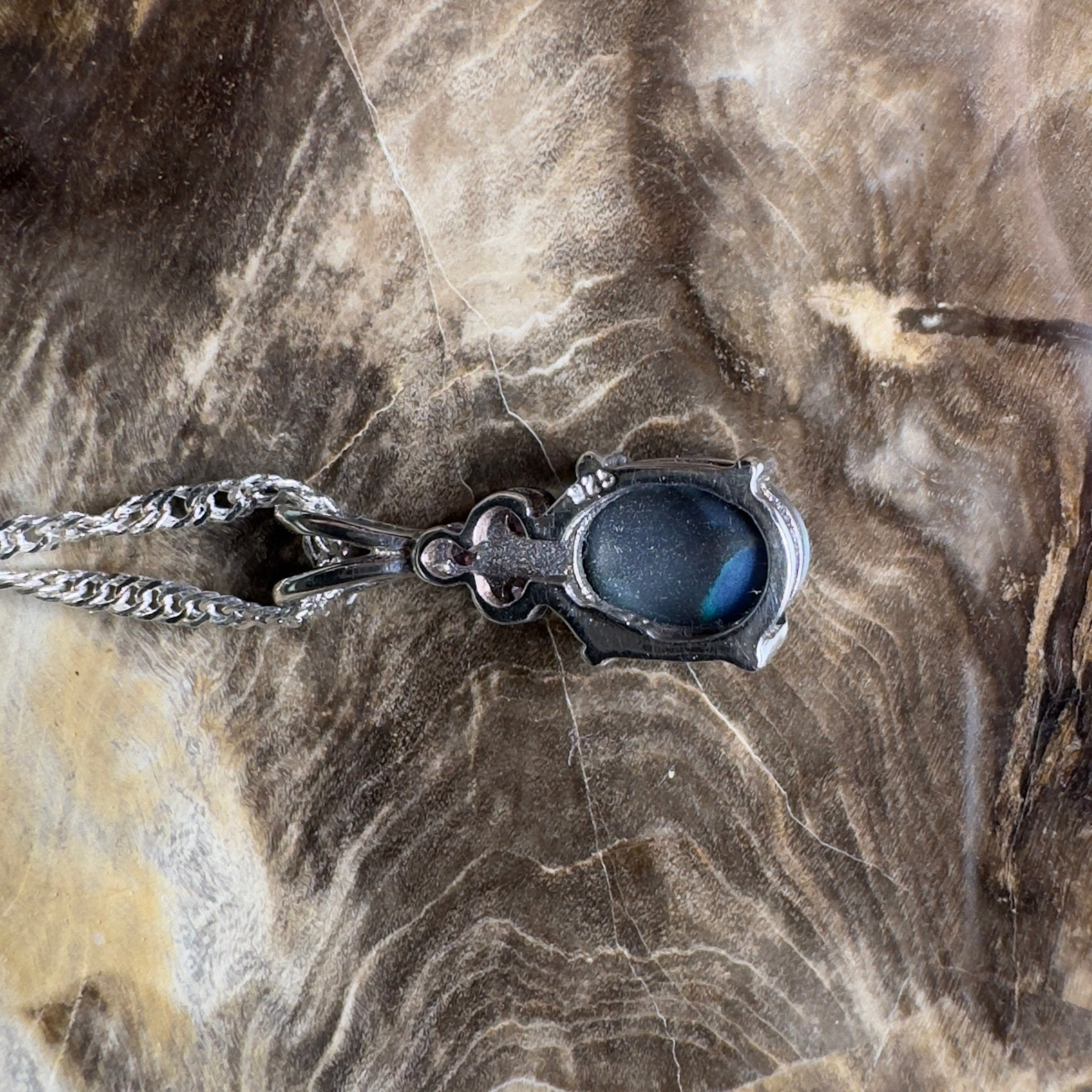 Hamelin Surge ~ 1.1ct Lightning Ridge Black Opal 925 Silver Pendant