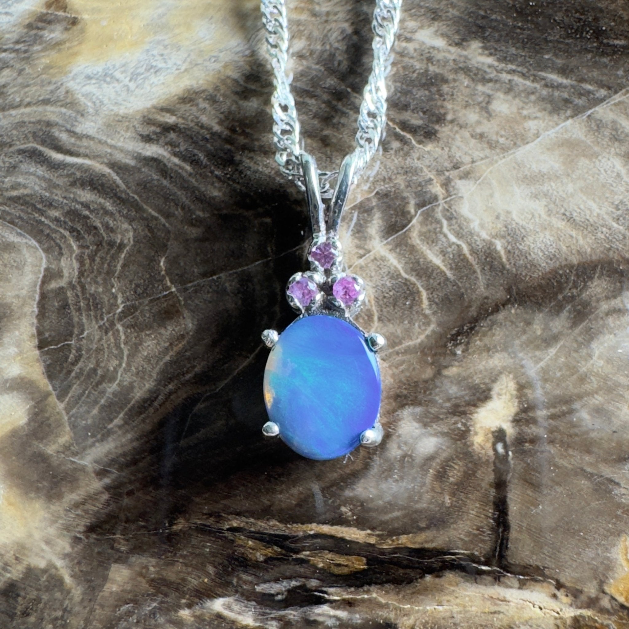 Hamelin Surge ~ 1.1ct Lightning Ridge Black Opal 925 Silver Pendant