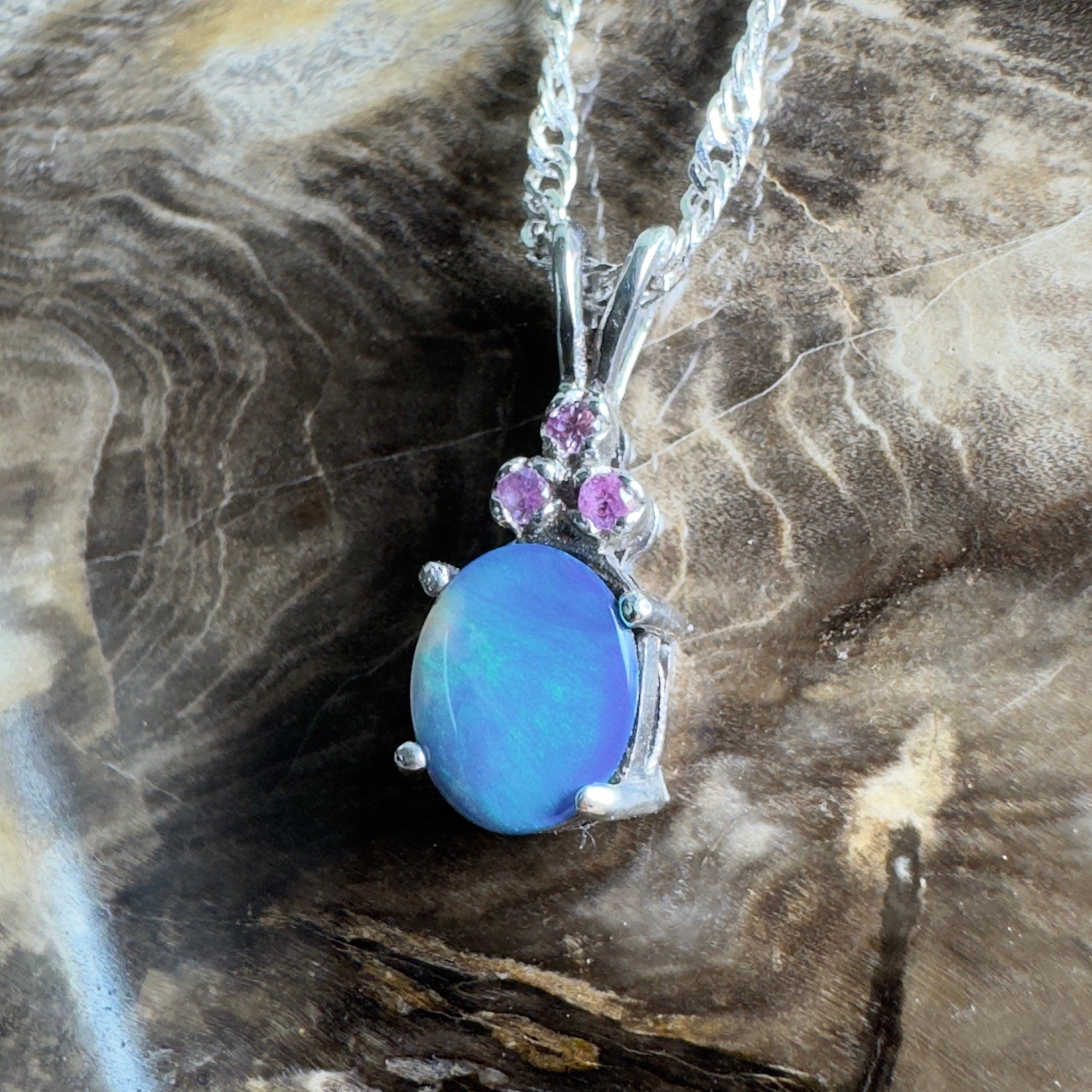 Hamelin Surge ~ 1.1ct Lightning Ridge Black Opal 925 Silver Pendant