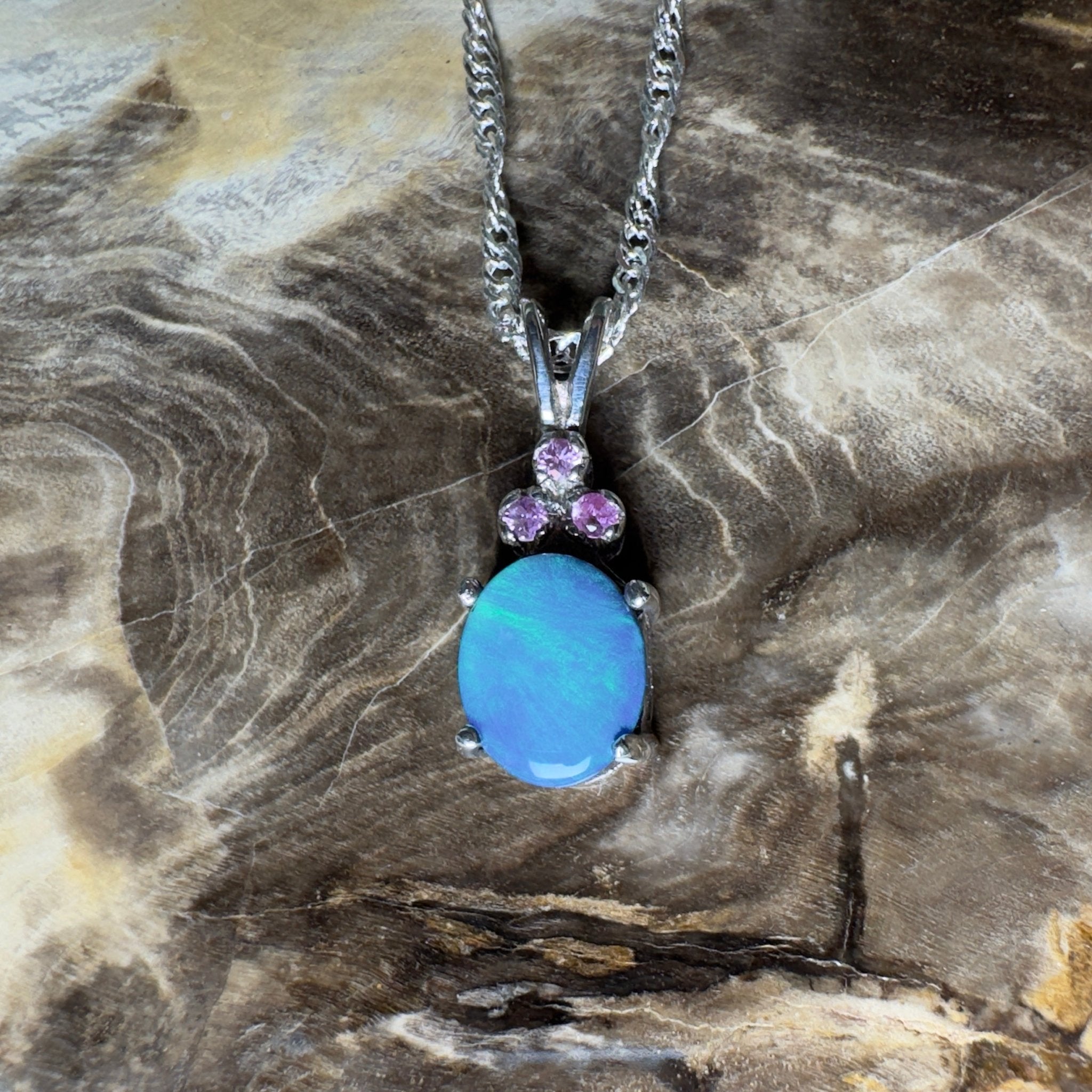 Hamelin Surge ~ 1.1ct Lightning Ridge Black Opal 925 Silver Pendant