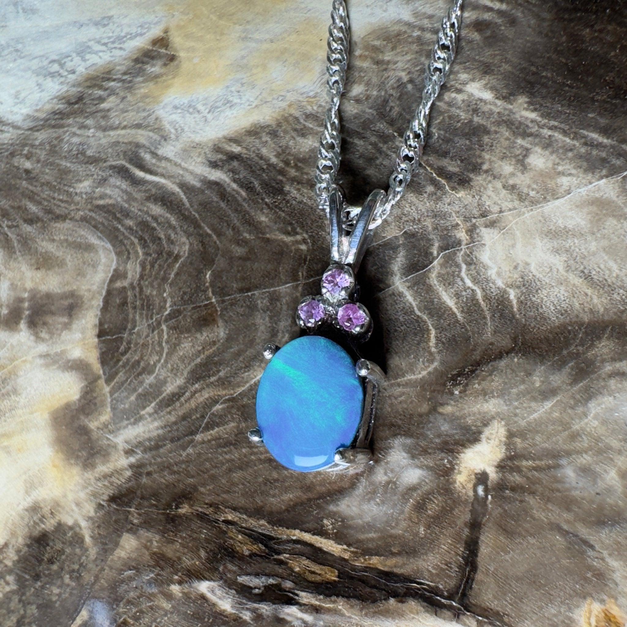 Hamelin Surge ~ 1.1ct Lightning Ridge Black Opal 925 Silver Pendant