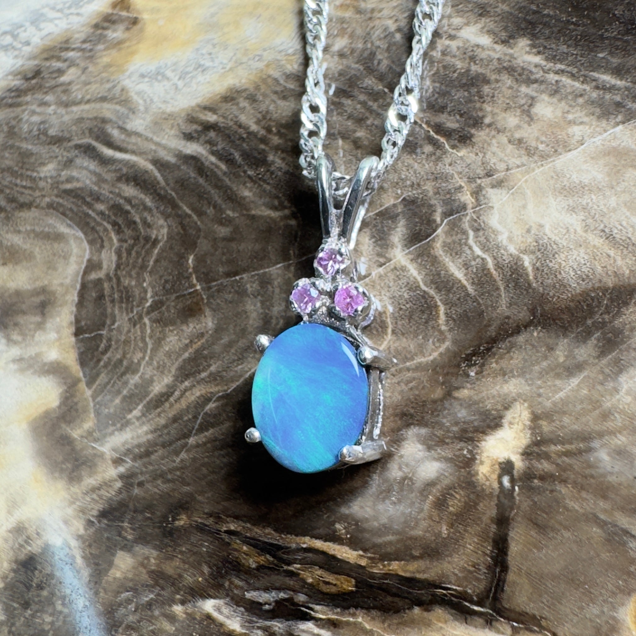 Hamelin Surge ~ 1.1ct Lightning Ridge Black Opal 925 Silver Pendant