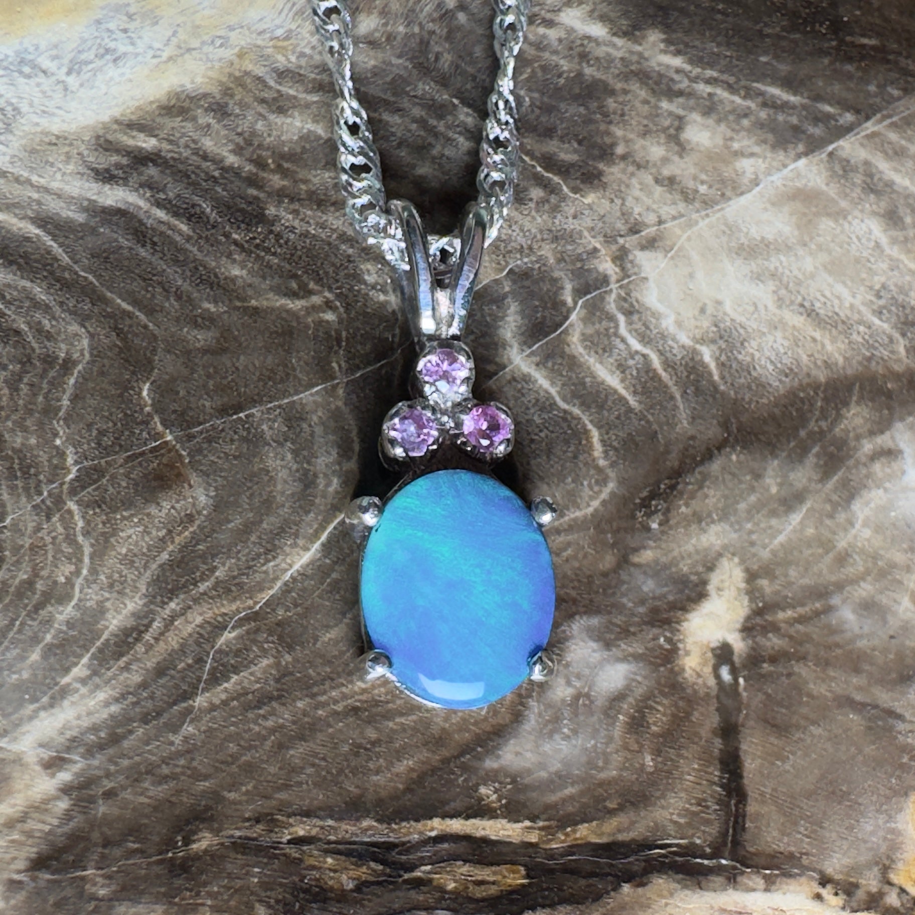 Hamelin Surge ~ 1.1ct Lightning Ridge Black Opal 925 Silver Pendant