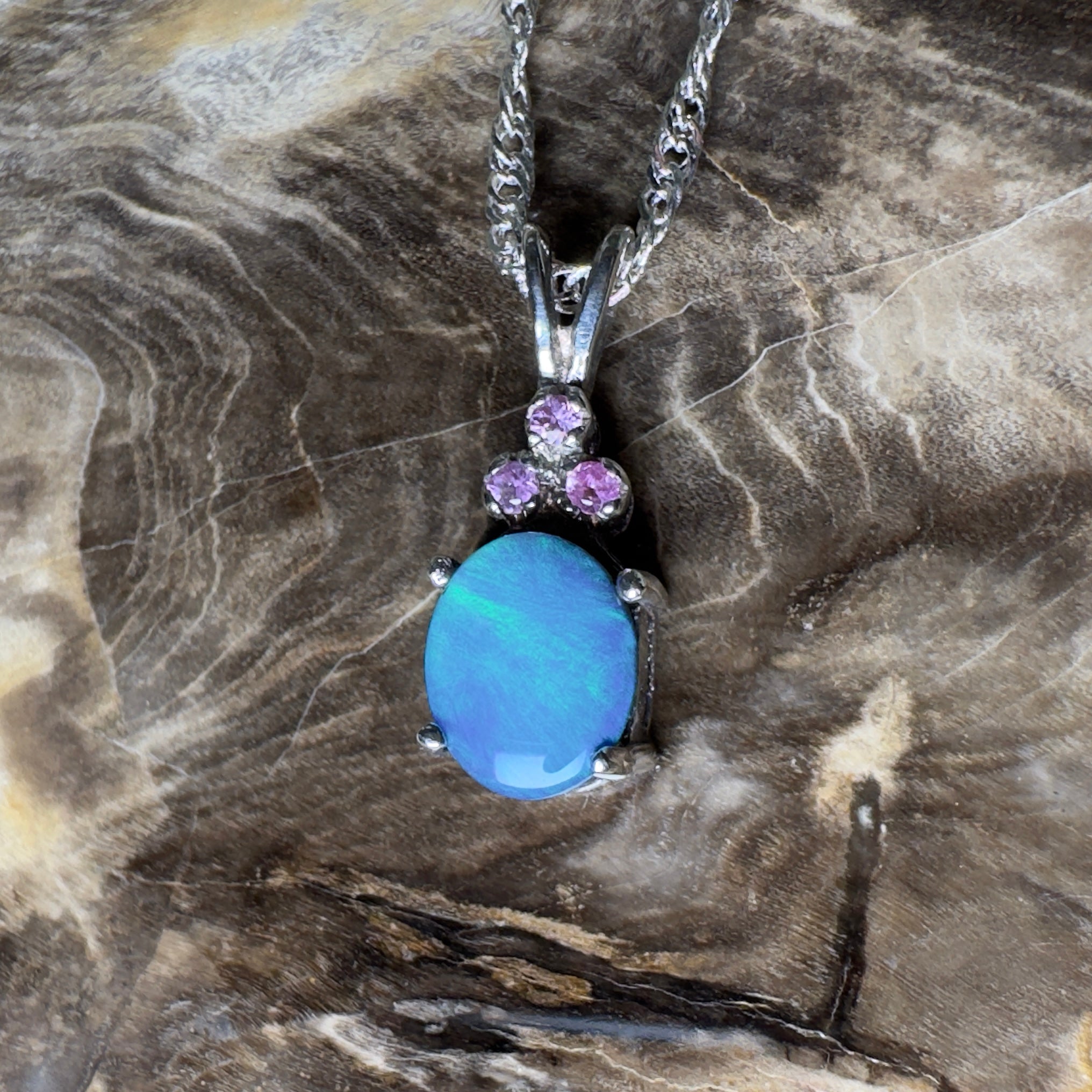 Hamelin Surge ~ 1.1ct Lightning Ridge Black Opal 925 Silver Pendant