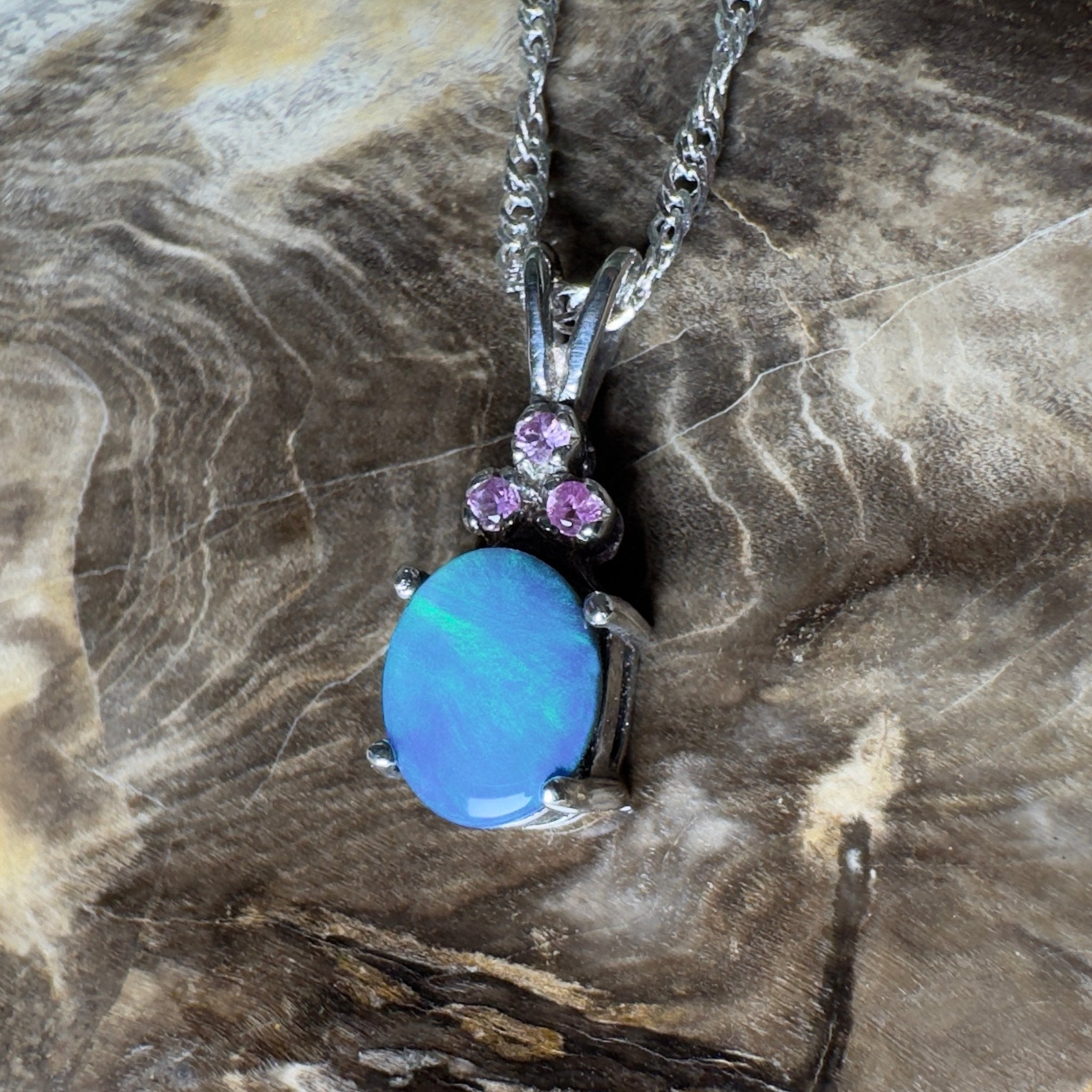 Hamelin Surge ~ 1.1ct Lightning Ridge Black Opal 925 Silver Pendant