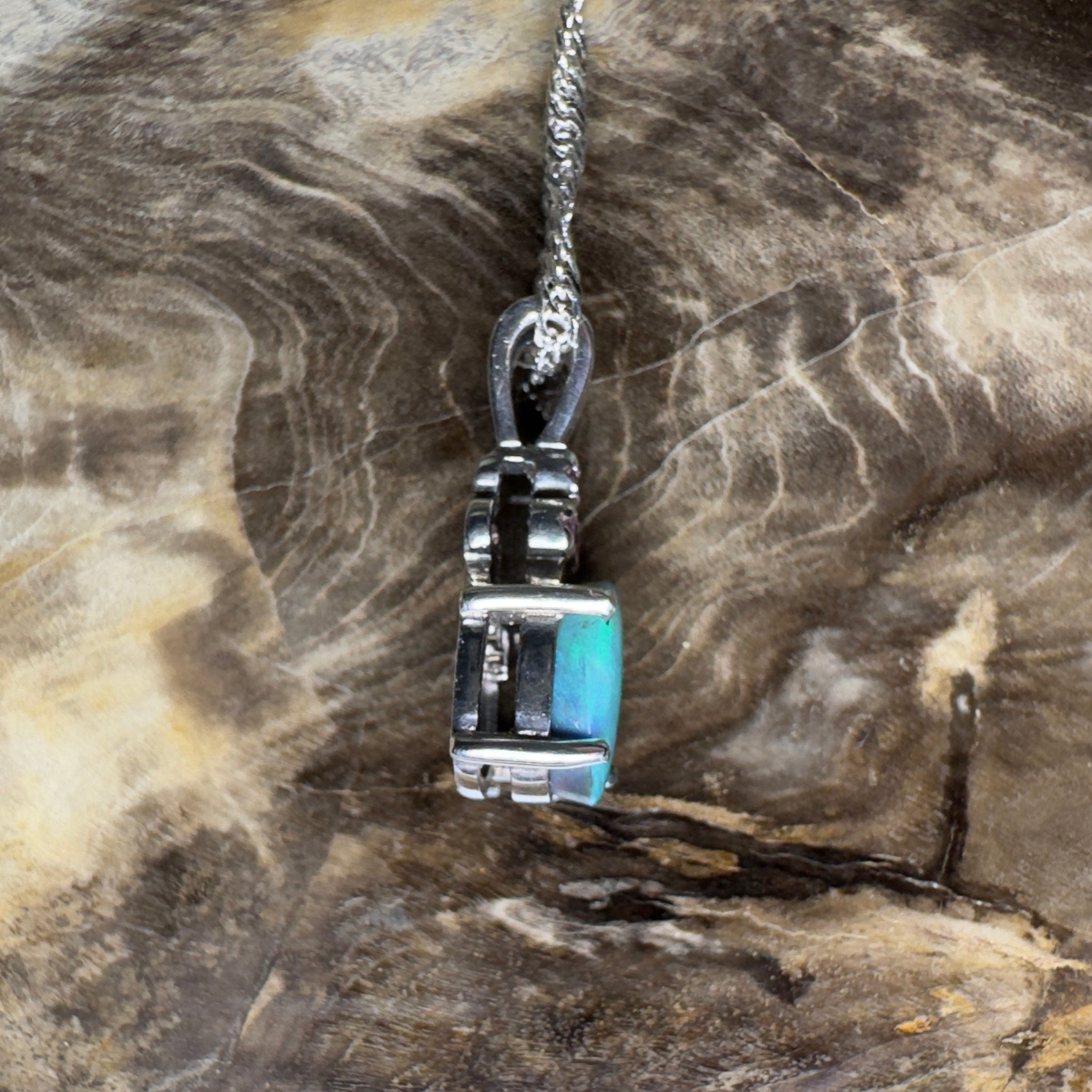 Hamelin Surge ~ 1.1ct Lightning Ridge Black Opal 925 Silver Pendant