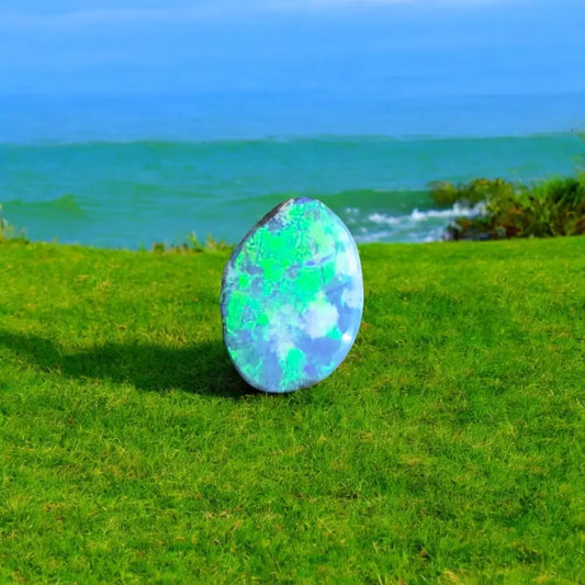Iridescent blue-green opal.