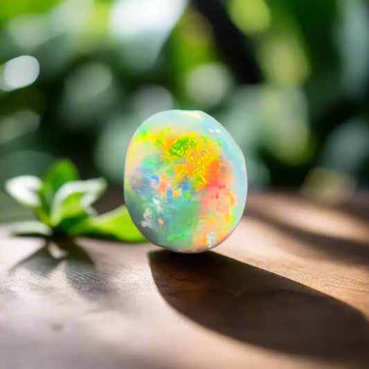 Iridescent opal gemstone from Hand-Cut Solid Lightning Ridge Black Opal 0.9 carat