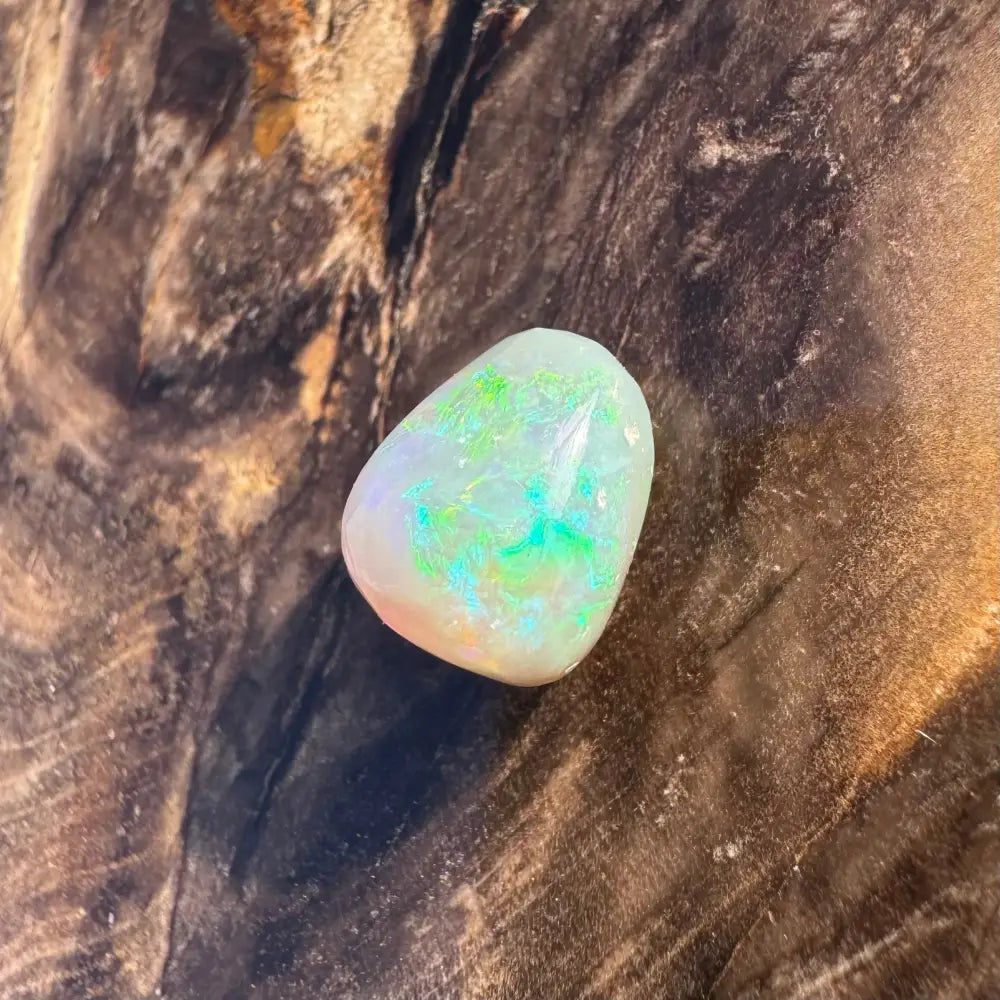 Polished Lightning Ridge Opal 2.4carat with green and blue iridescence for jewelry