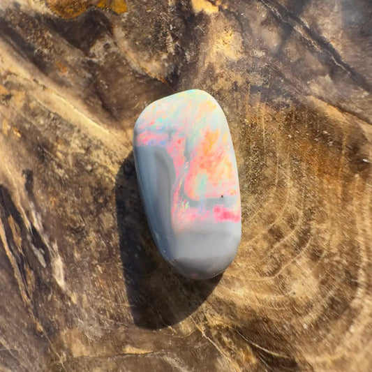Polished Lightning Ridge Semi Black Opal with pastel colors in the Hand-Cut Solid 2.8 Carat Product