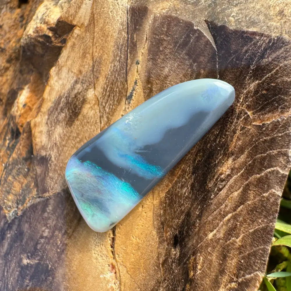 Iridescent blue and gray opal cabochon from Hand-Cut Solid Lightning Ridge Semi Black Opal 2.9carat