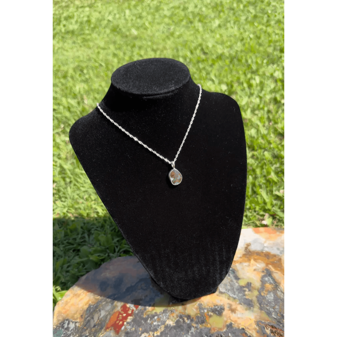 Handcrafted 6.8ct Solid Queensland Boulder Opal Sterling Silver Pendant Necklace