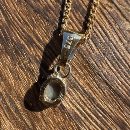 Handcrafted 9ct Solid Gold 0.7ct Lightning Ridge Black Opal Pendant