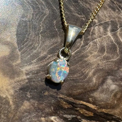 Handcrafted 9ct Solid Gold 0.7ct Lightning Ridge Black Opal Pendant