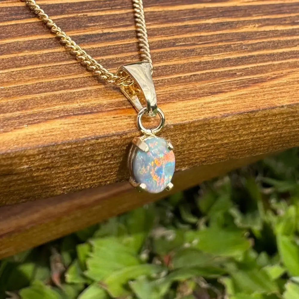 Handcrafted 9ct Solid Gold 0.7ct Lightning Ridge Black Opal Pendant
