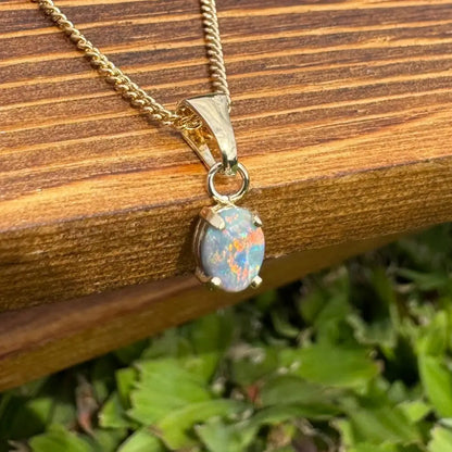 Handcrafted 9ct Solid Gold 0.7ct Lightning Ridge Black Opal Pendant