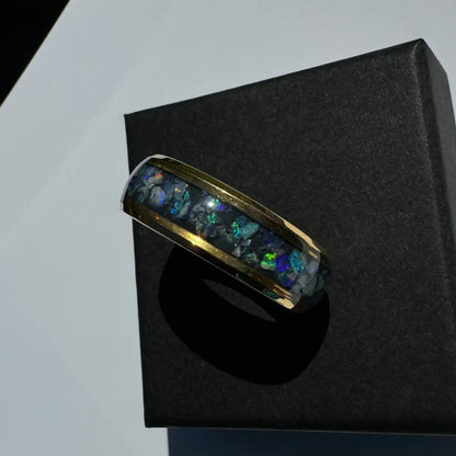 Handcrafted Australian Opal Ring Gold Surgical Steel Size V (10 3/4)