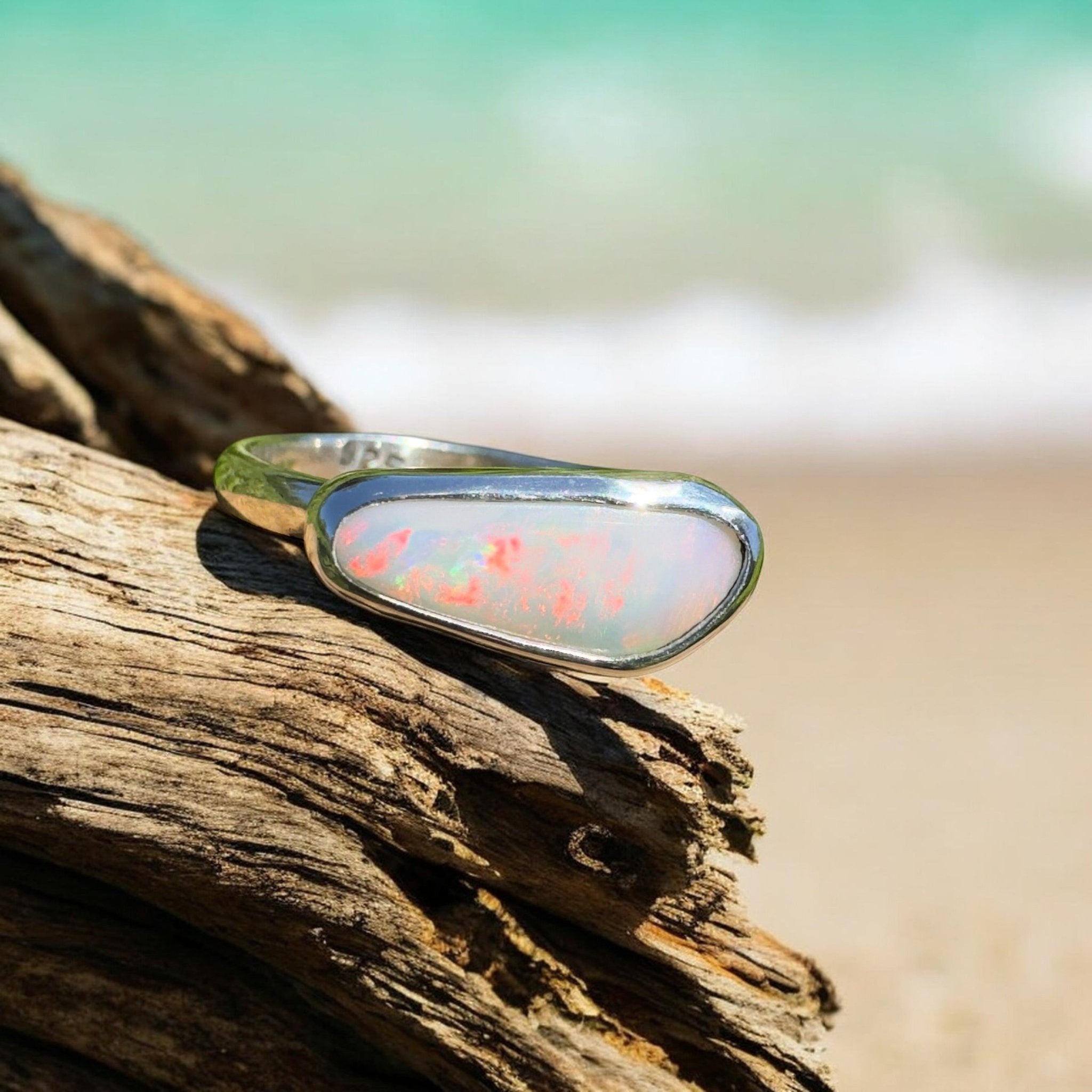 Innamincka Fire ~ 1.1ct Solid Lightning Ridge Opal 925 Silver Ring