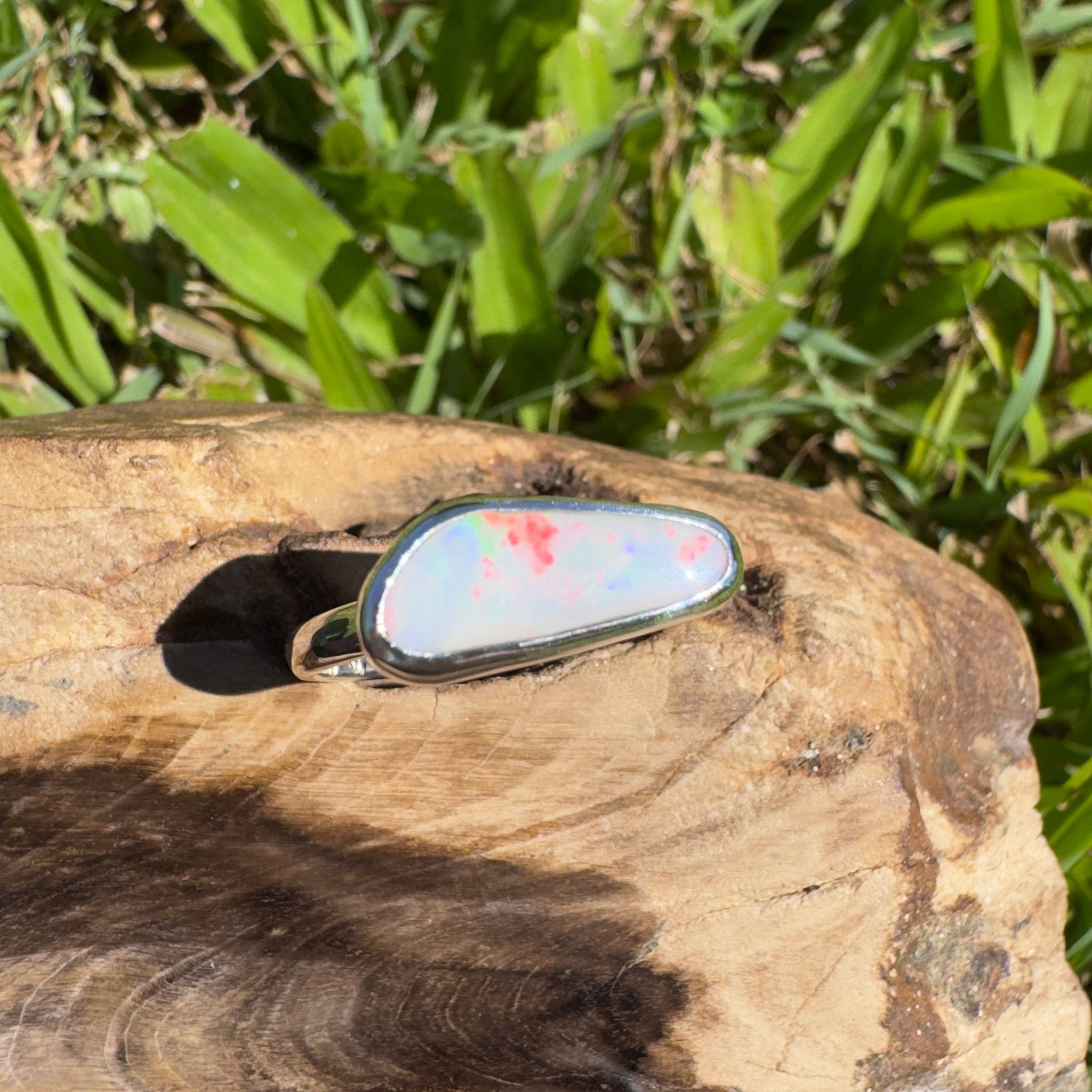 Innamincka Fire ~ 1.1ct Solid Lightning Ridge Opal 925 Silver Ring