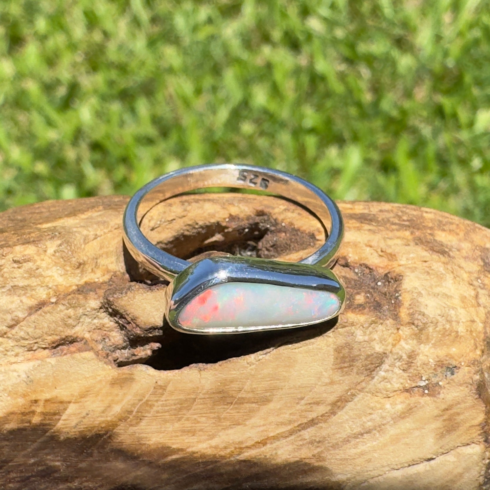 Innamincka Fire ~ 1.1ct Solid Lightning Ridge Opal 925 Silver Ring