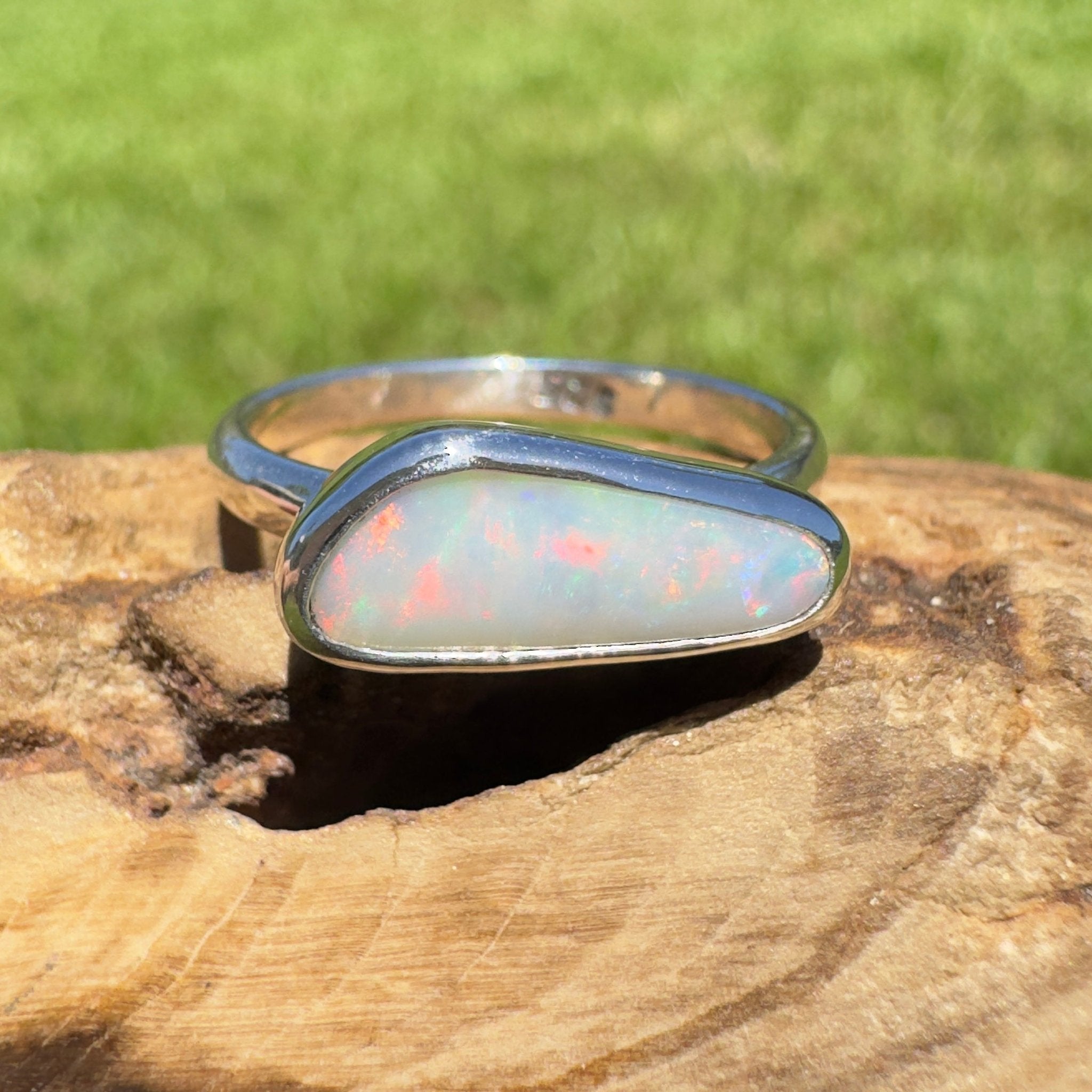 Innamincka Fire ~ 1.1ct Solid Lightning Ridge Opal 925 Silver Ring