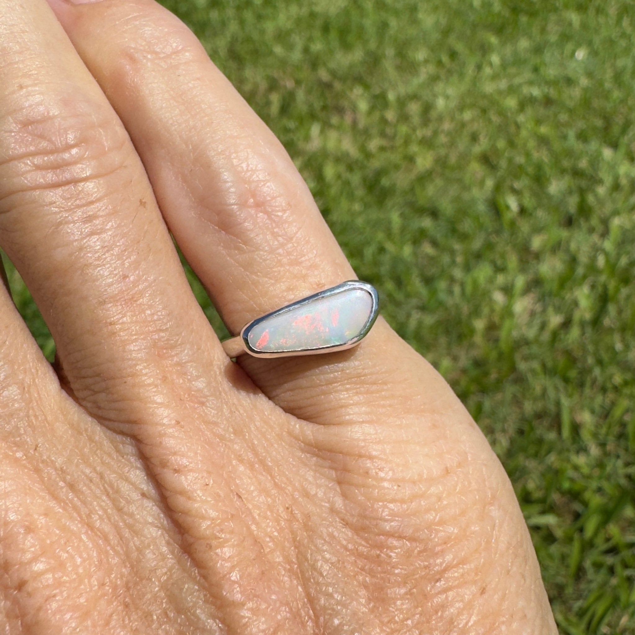 Innamincka Fire ~ 1.1ct Solid Lightning Ridge Opal 925 Silver Ring